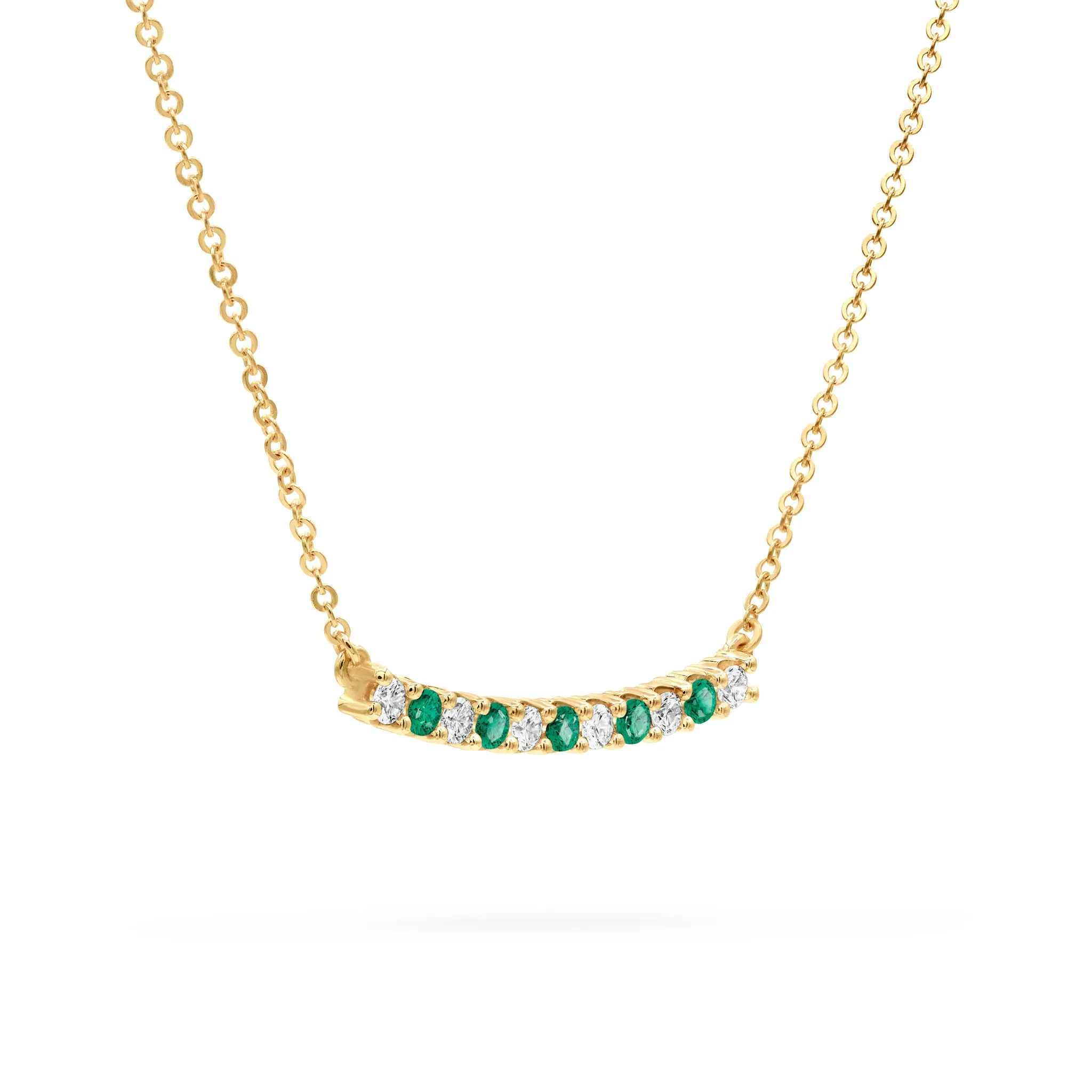 Rosecliff Diamond & Emerald Bar Necklace in 14k Gold (May) sold by Haverhill product image thumbnail 4