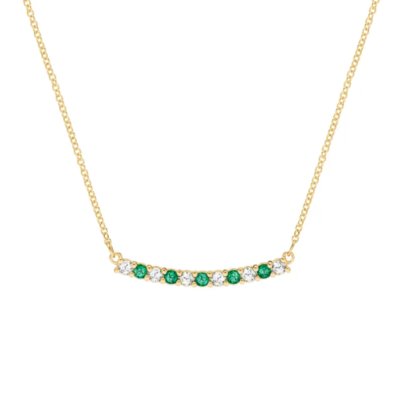 Rosecliff Diamond & Emerald Bar Necklace in 14k Gold (May) sold by Haverhill