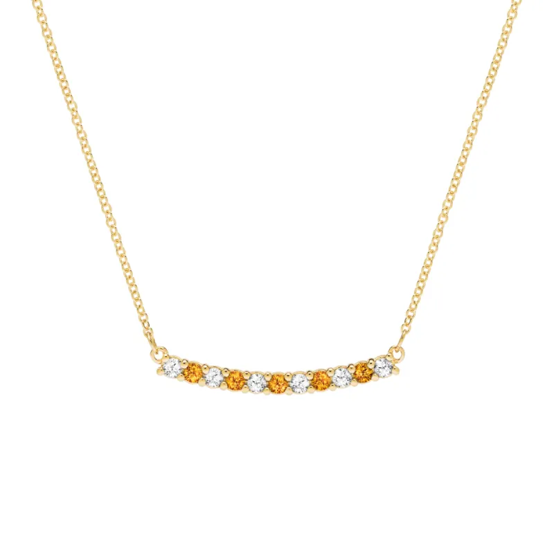 Rosecliff Diamond & Citrine Bar Necklace in 14k Gold (November) sold by Haverhill