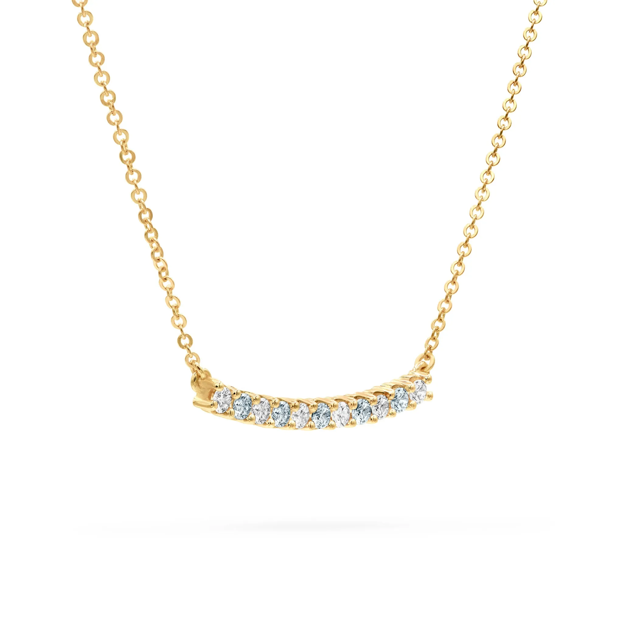 Rosecliff Diamond & Aquamarine Bar Necklace in 14k Gold (March) sold by Haverhill product image thumbnail 4