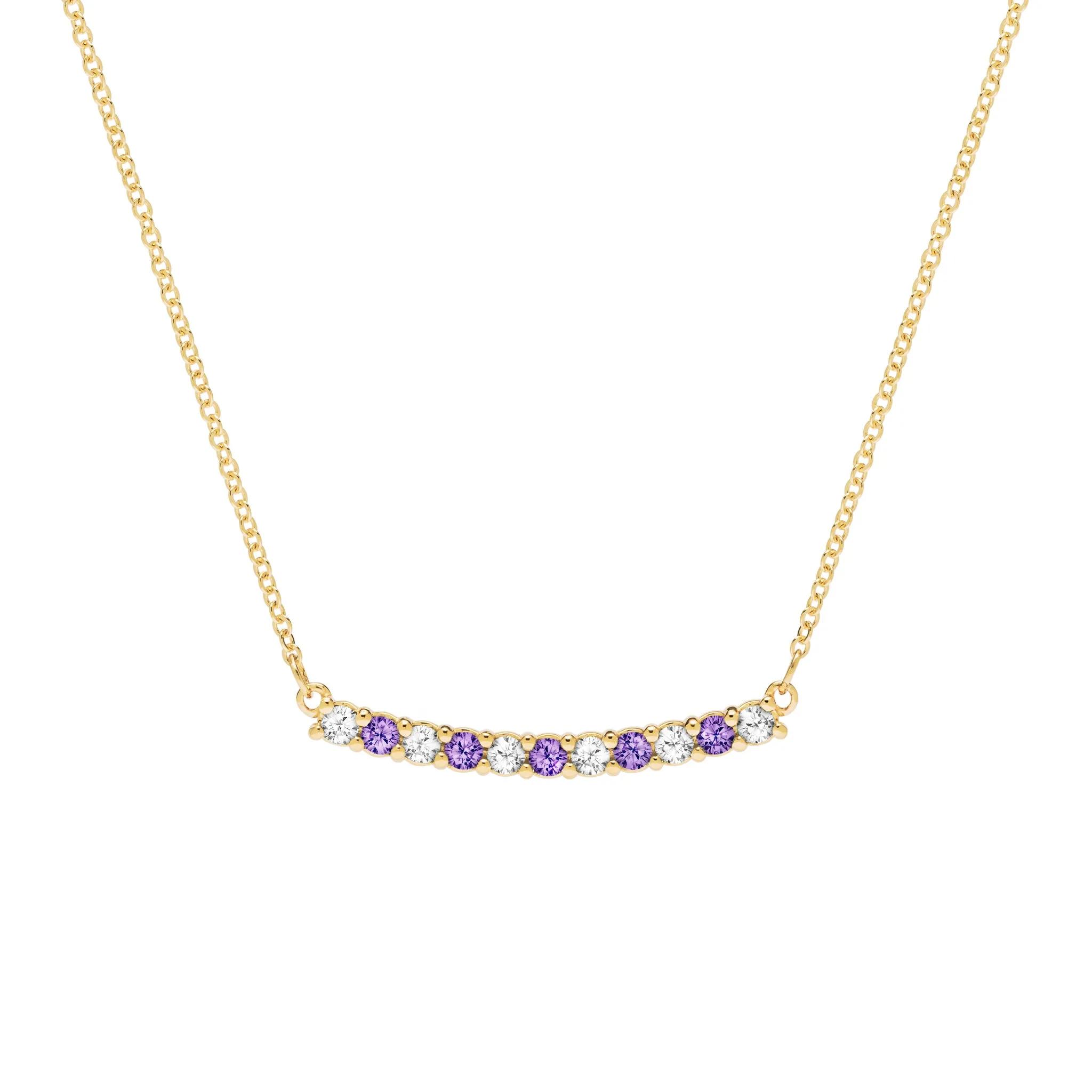 Rosecliff Diamond & Amethyst Bar Necklace in 14k Gold (February) sold by Haverhill