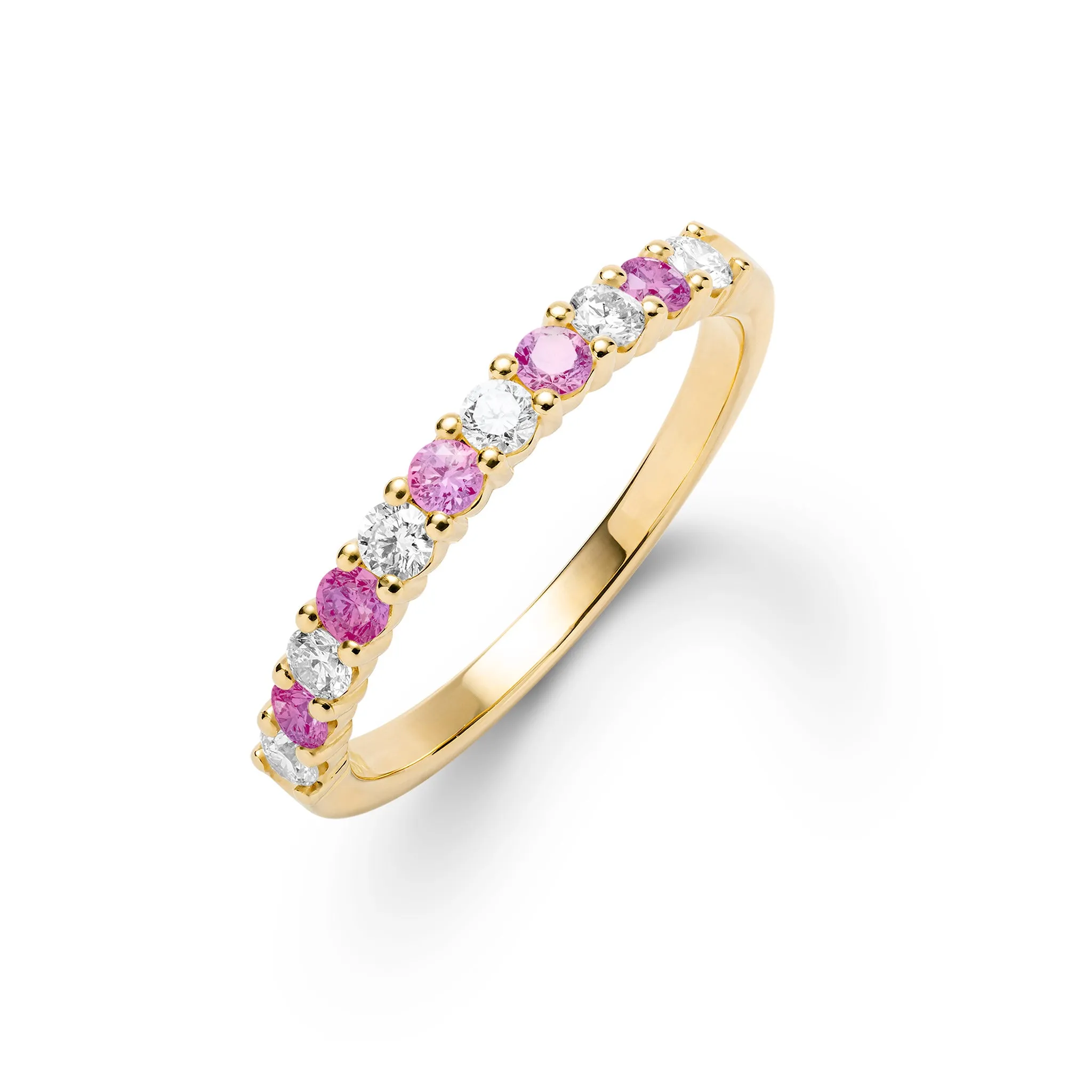 Rosecliff Diamond & Pink Sapphire Stackable Ring in 14k Gold (October) sold by Haverhill