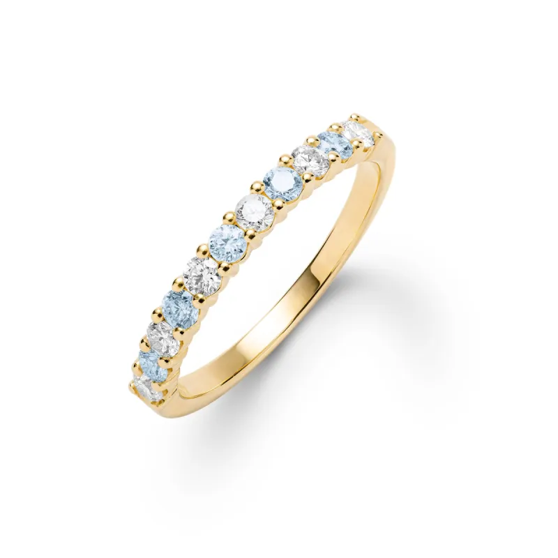 Rosecliff Diamond & Nantucket Blue Topaz Stackable Ring in 14k Gold (December) sold by Haverhill