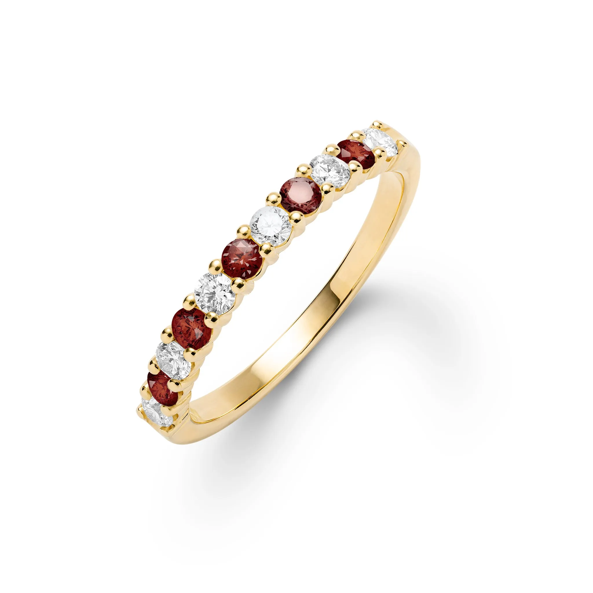 Rosecliff Diamond & Garnet Stackable Ring in 14k Gold (January) sold by Haverhill
