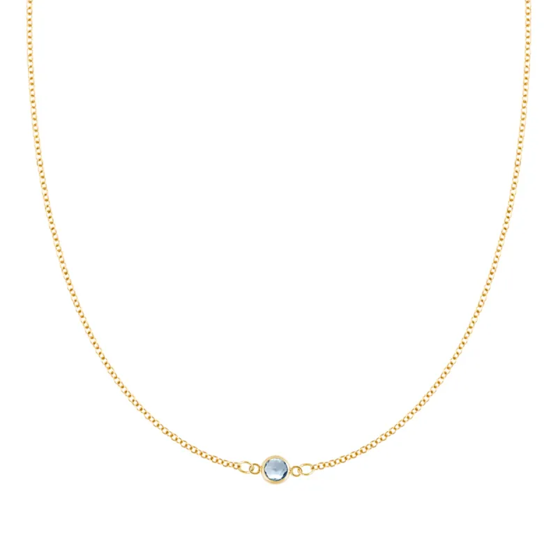 Petite 1 Aquamarine Necklace in 14k Gold (March) sold by Haverhill