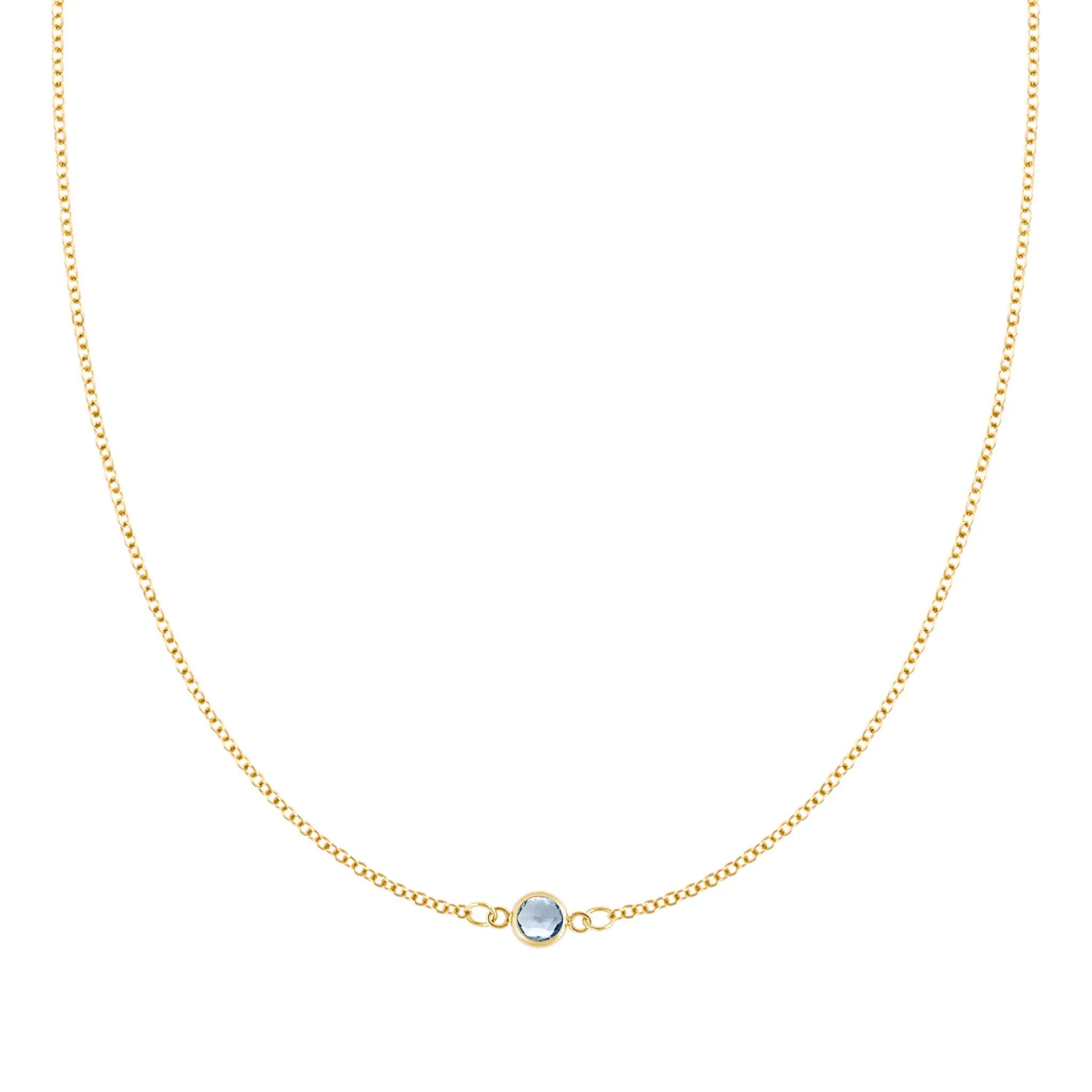 Petite 1 Aquamarine Necklace in 14k Gold (March) sold by Haverhill