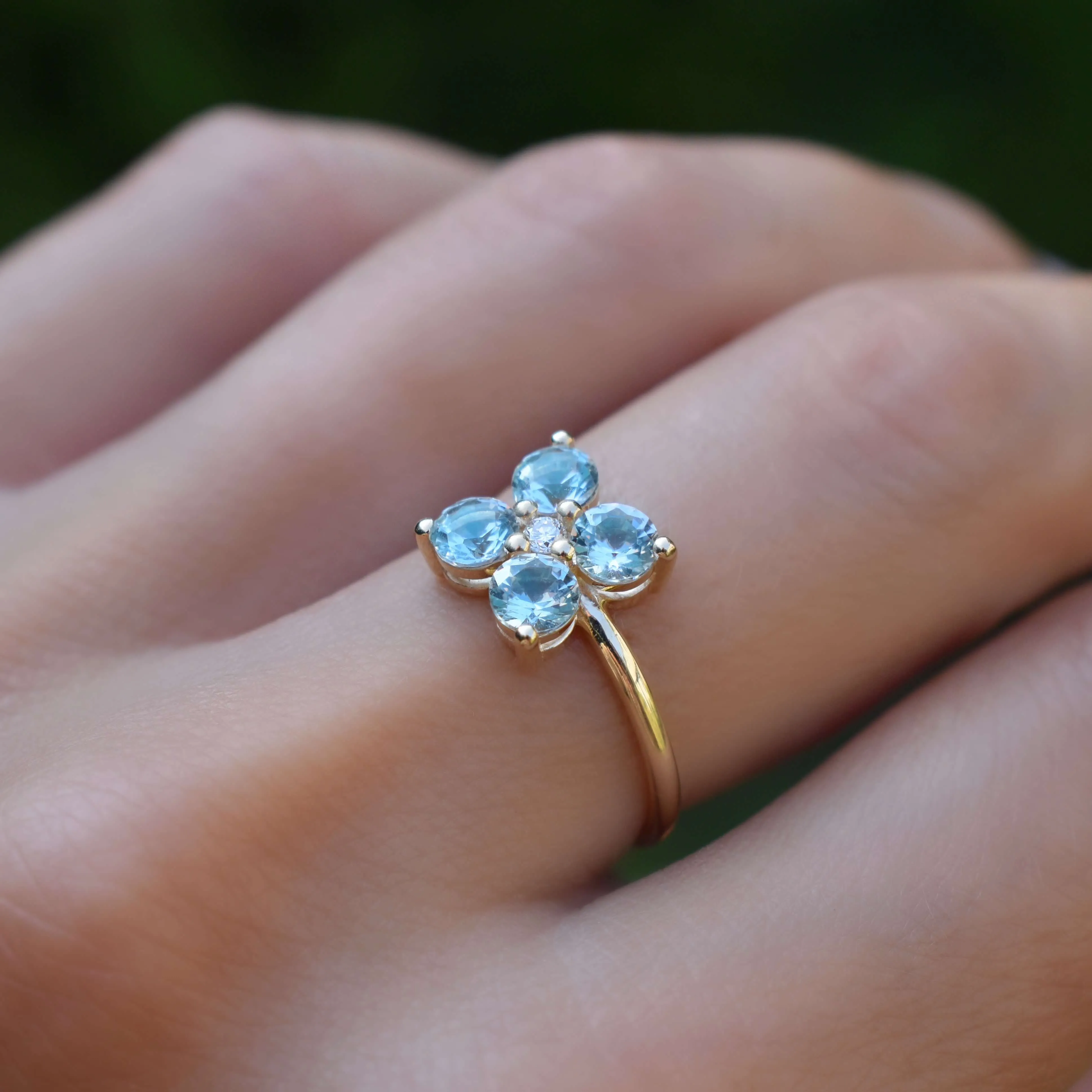 Greenwich 4 Nantucket Blue Topaz & Diamond Ring in 14k Gold (December) sold by Haverhill product image thumbnail 3
