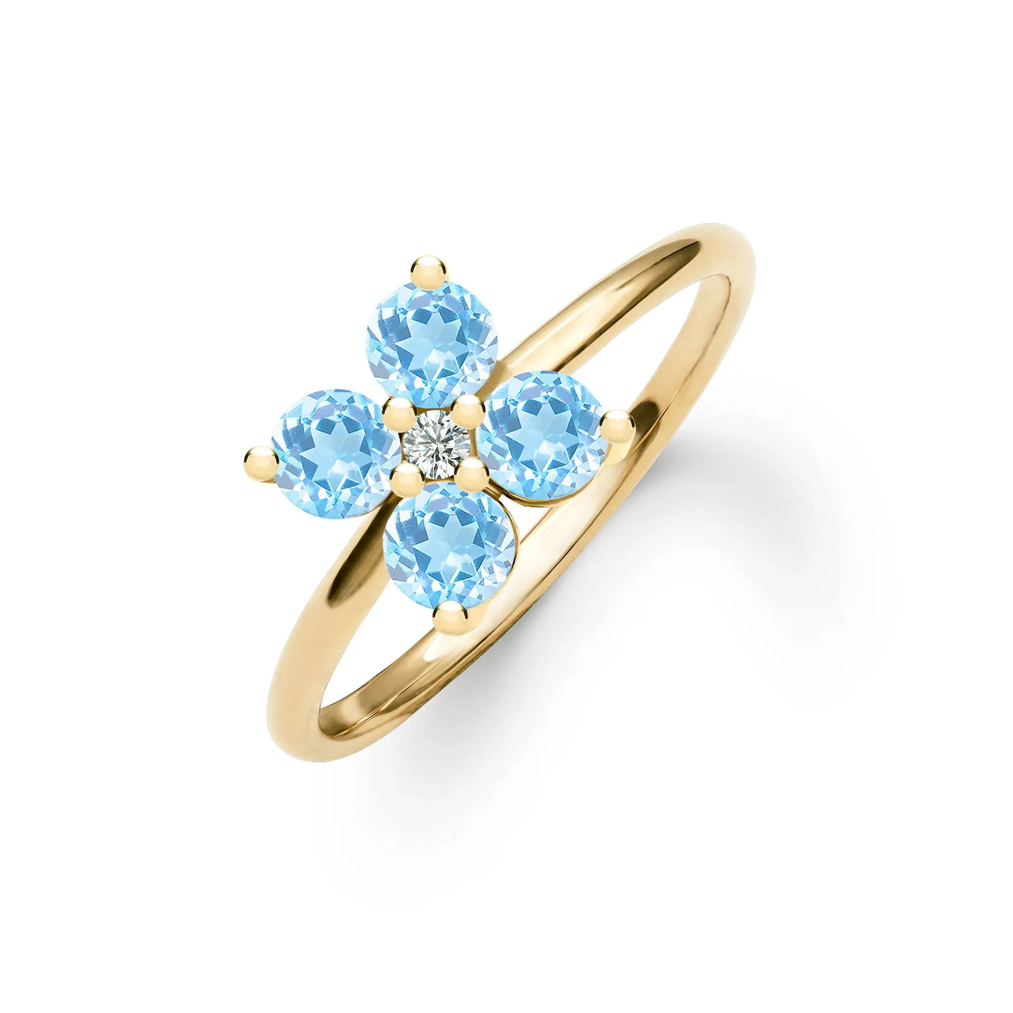Greenwich 4 Nantucket Blue Topaz & Diamond Ring in 14k Gold (December) sold by Haverhill