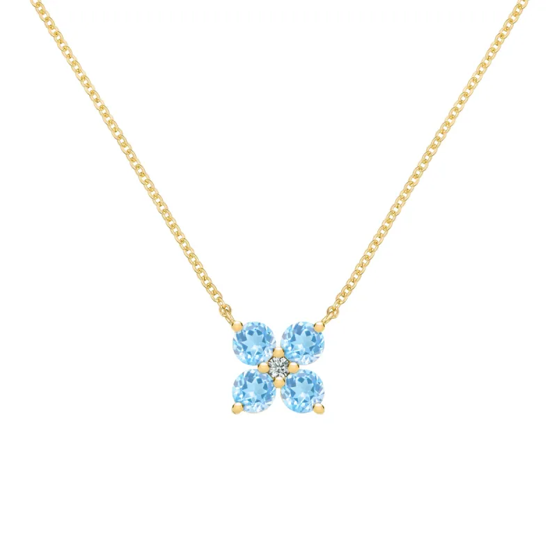 Greenwich 4 Nantucket Blue Topaz & Diamond Necklace in 14k Gold (December) sold by Haverhill