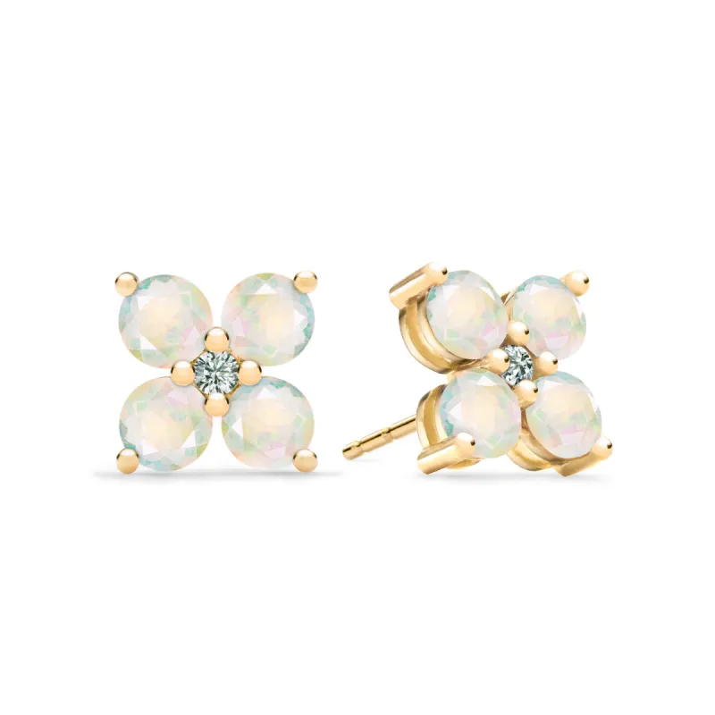 Greenwich 4 Opal & Diamond Earrings in 14k Gold (October) sold by Haverhill
