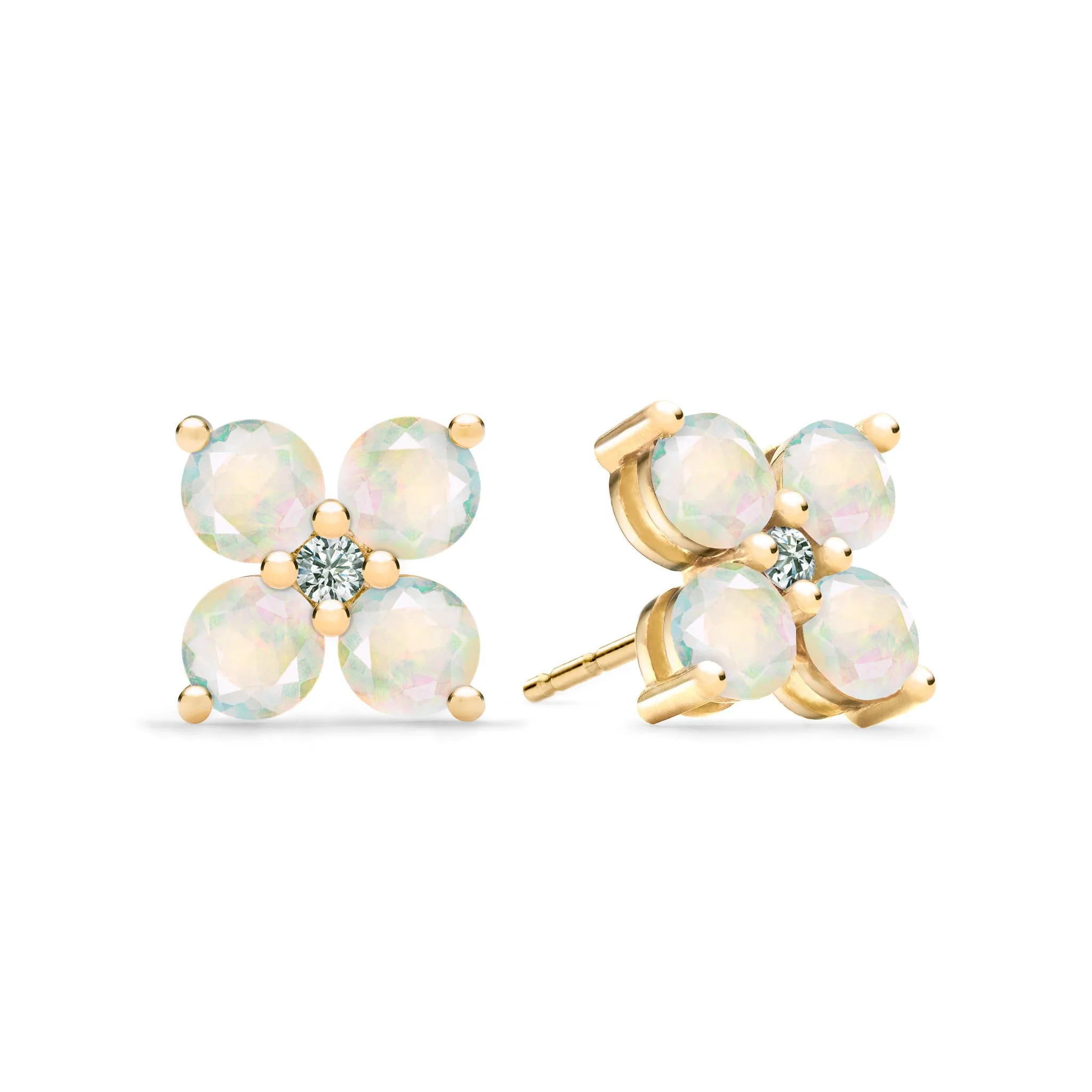 Greenwich 4 Opal & Diamond Earrings in 14k Gold (October) sold by Haverhill