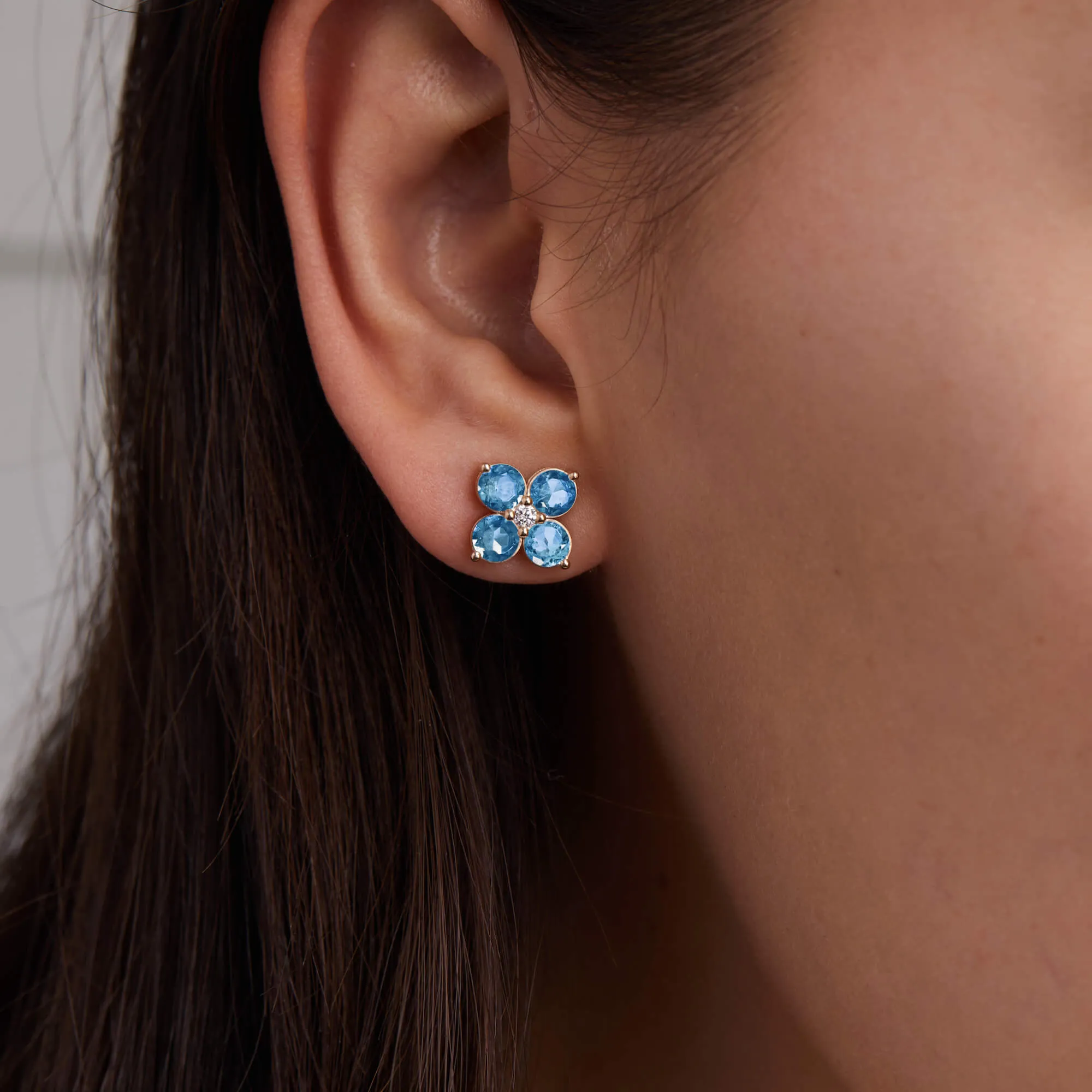 Greenwich 4 Nantucket Blue Topaz & Diamond Earrings in 14k Gold (December) sold by Haverhill product image thumbnail 3