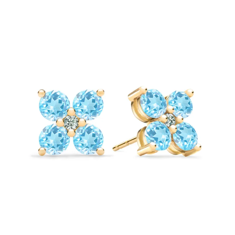 Greenwich 4 Nantucket Blue Topaz & Diamond Earrings in 14k Gold (December) sold by Haverhill