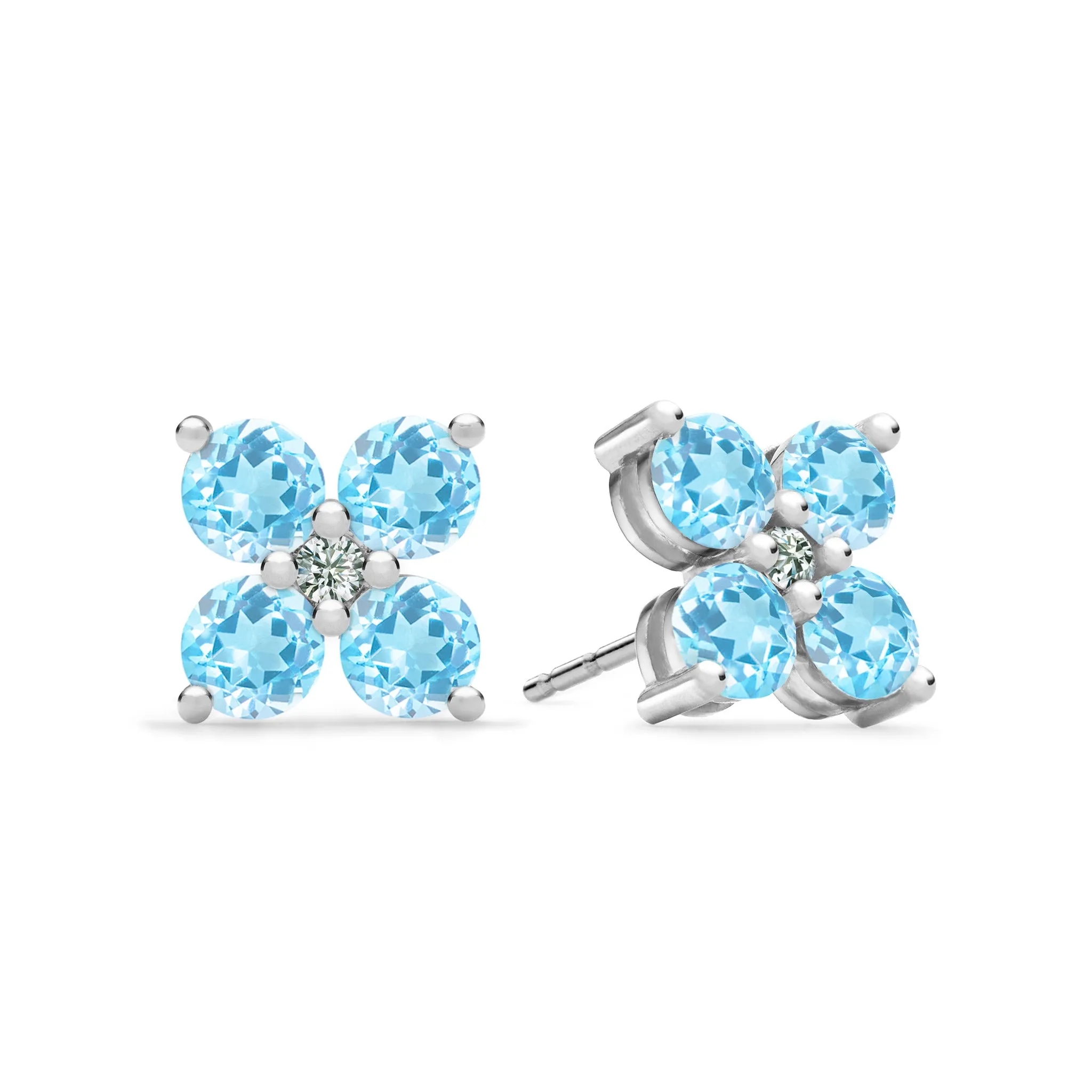 Greenwich 4 Nantucket Blue Topaz & Diamond Earrings in 14k Gold (December) sold by Haverhill product image thumbnail 5