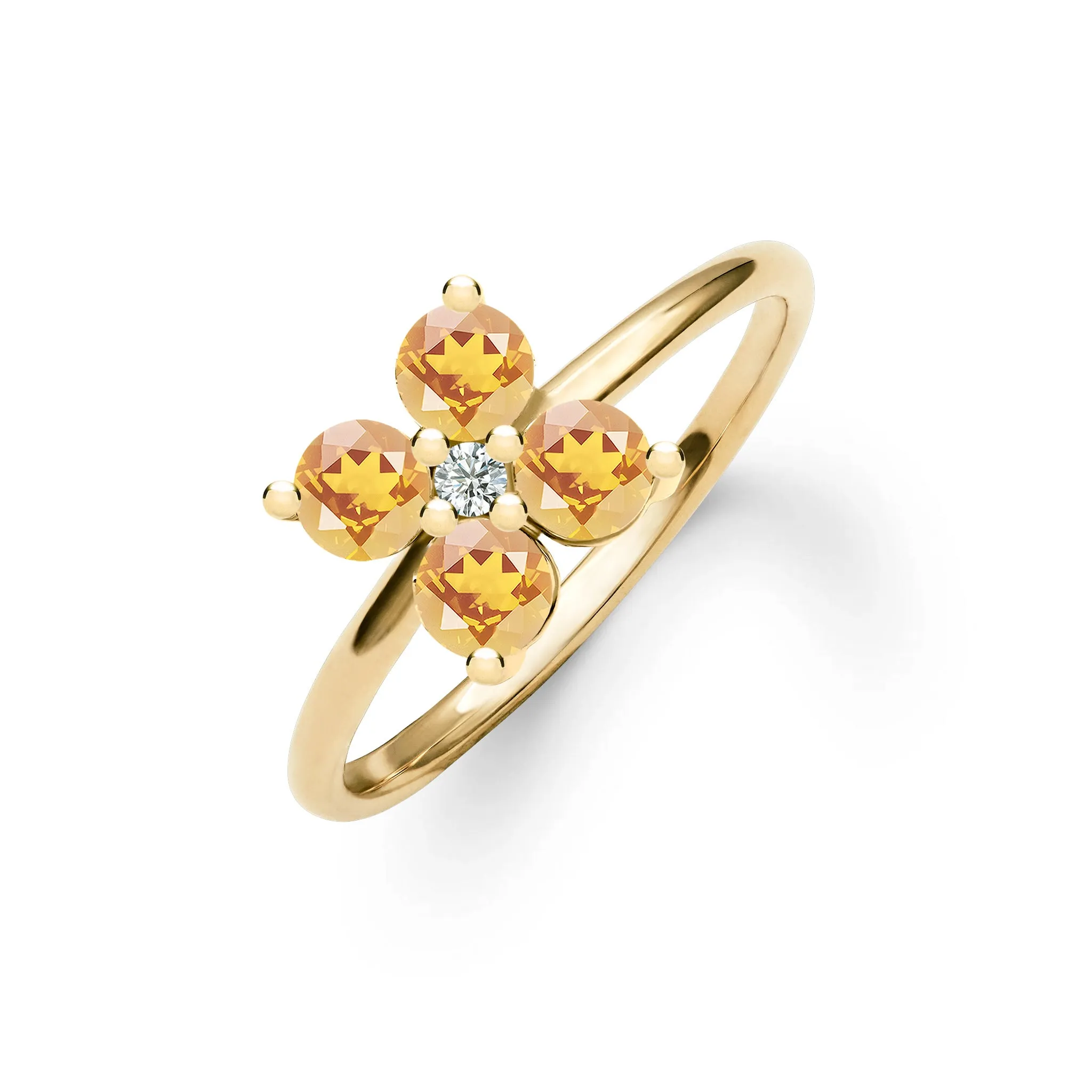 Greenwich 4 Citrine & Diamond Ring in 14k Gold (November) sold by Haverhill