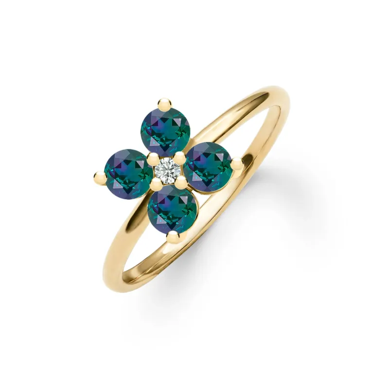 Greenwich 4 Alexandrite & Diamond Ring in 14k Gold (June) sold by Haverhill