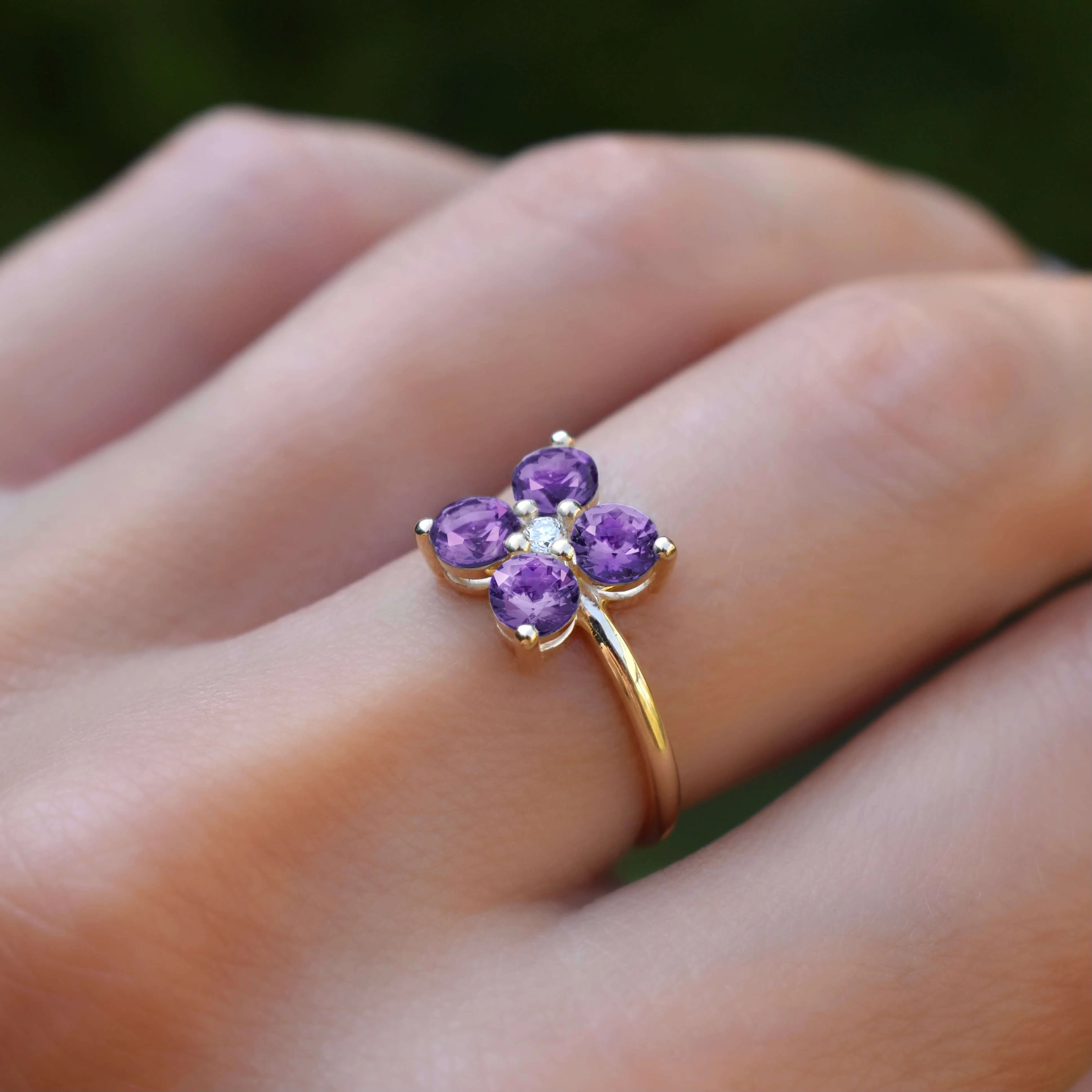 Greenwich 4 Amethyst & Diamond Ring in 14k Gold (February) sold by Haverhill product image thumbnail 2