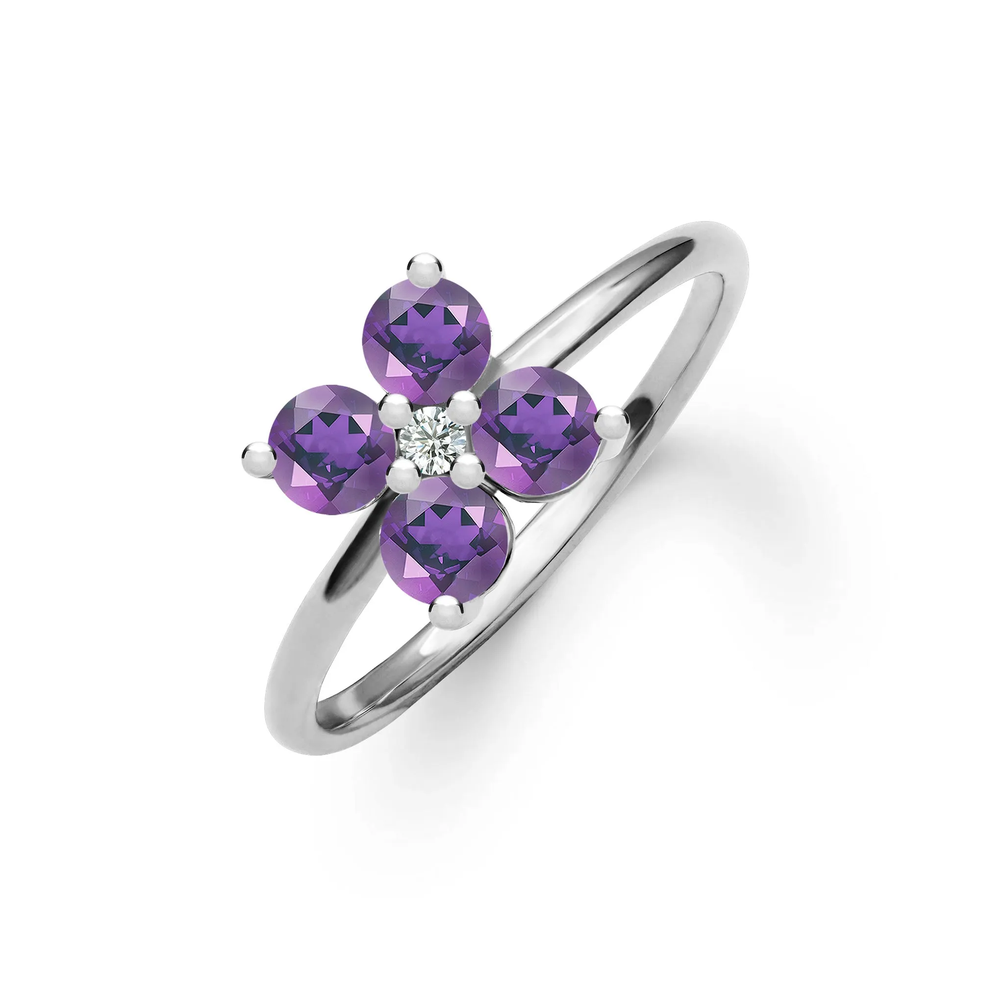 Greenwich 4 Amethyst & Diamond Ring in 14k Gold (February) sold by Haverhill product image thumbnail 4