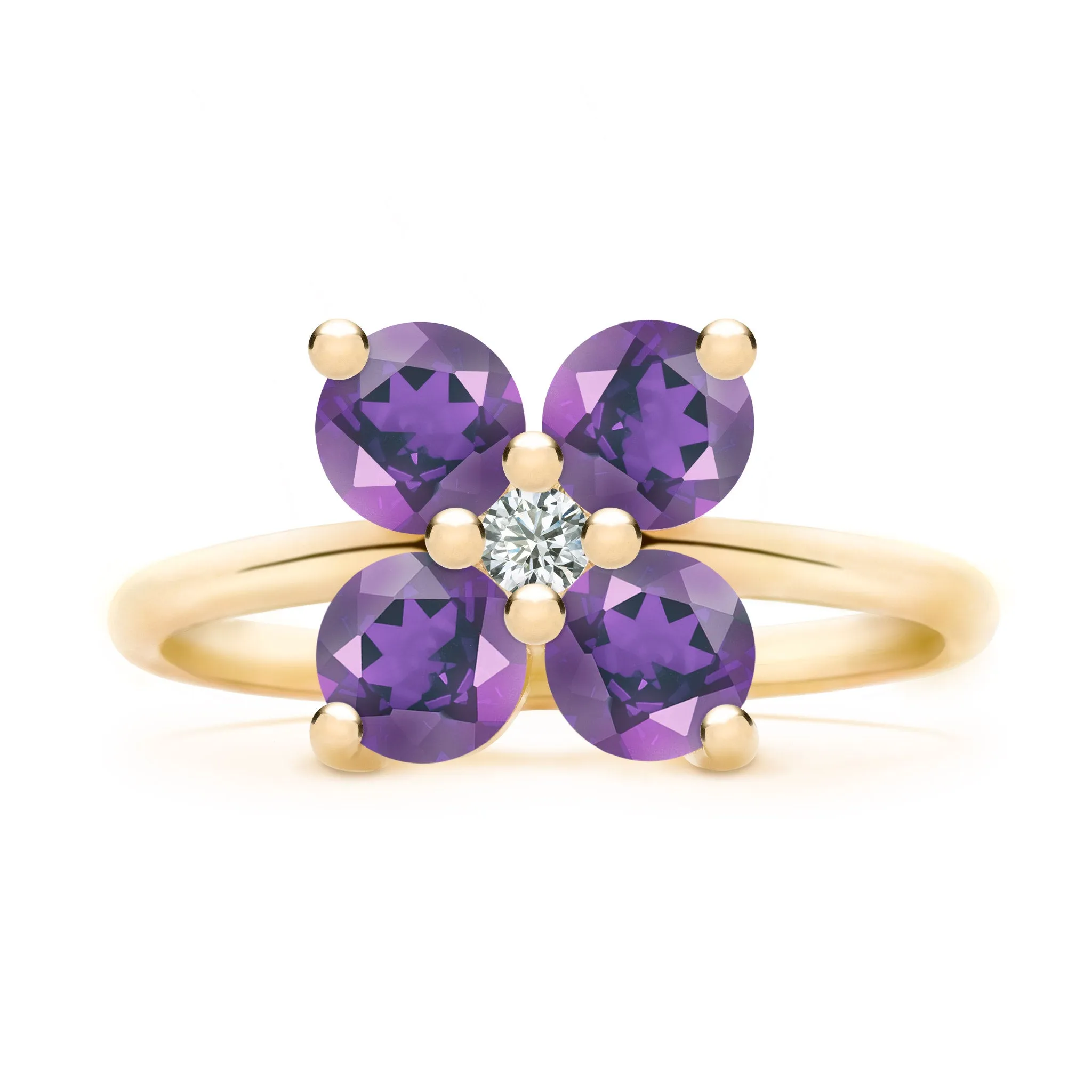 Greenwich 4 Amethyst & Diamond Ring in 14k Gold (February) sold by Haverhill product image thumbnail 3