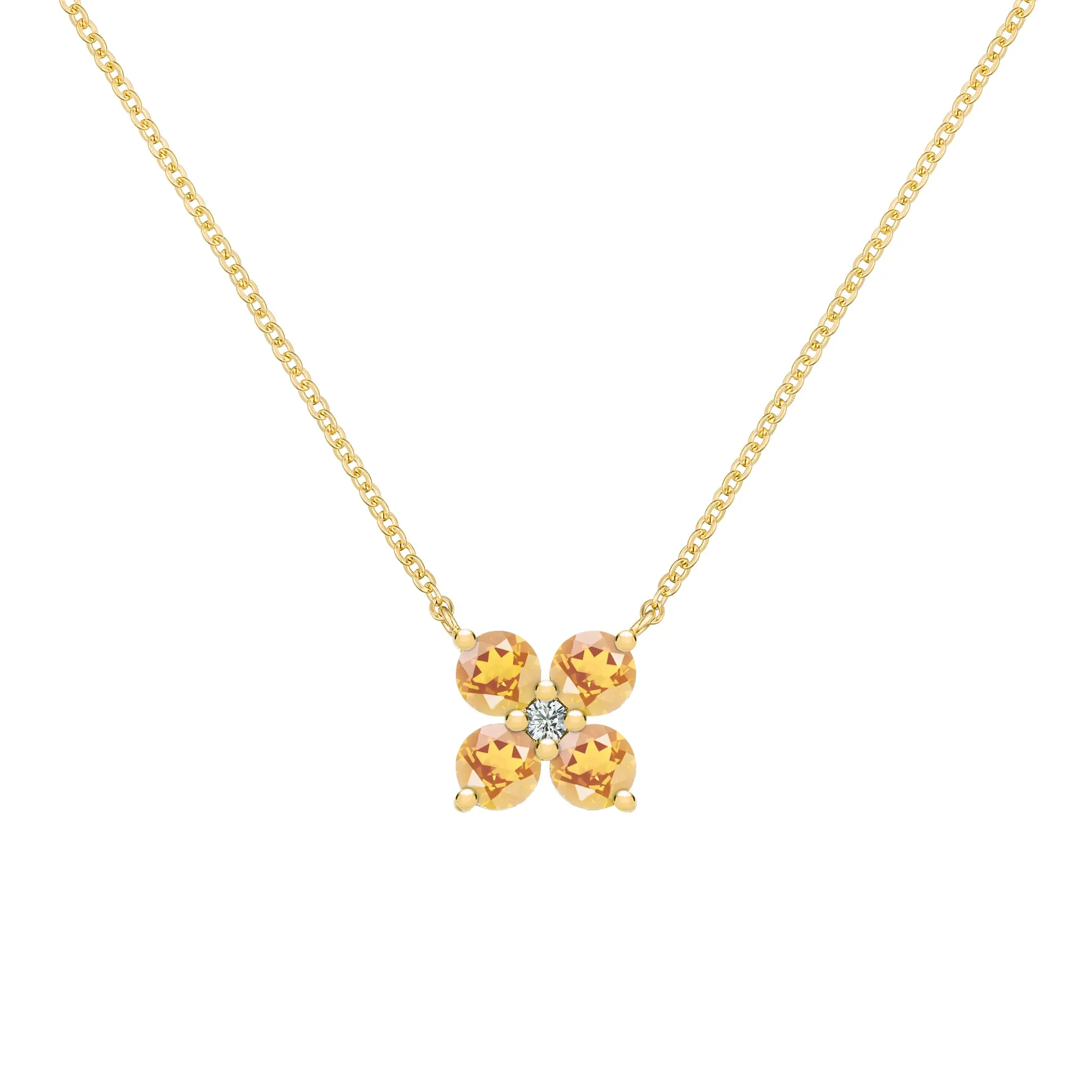 Greenwich 4 Citrine & Diamond Necklace in 14k Gold (November) sold by Haverhill