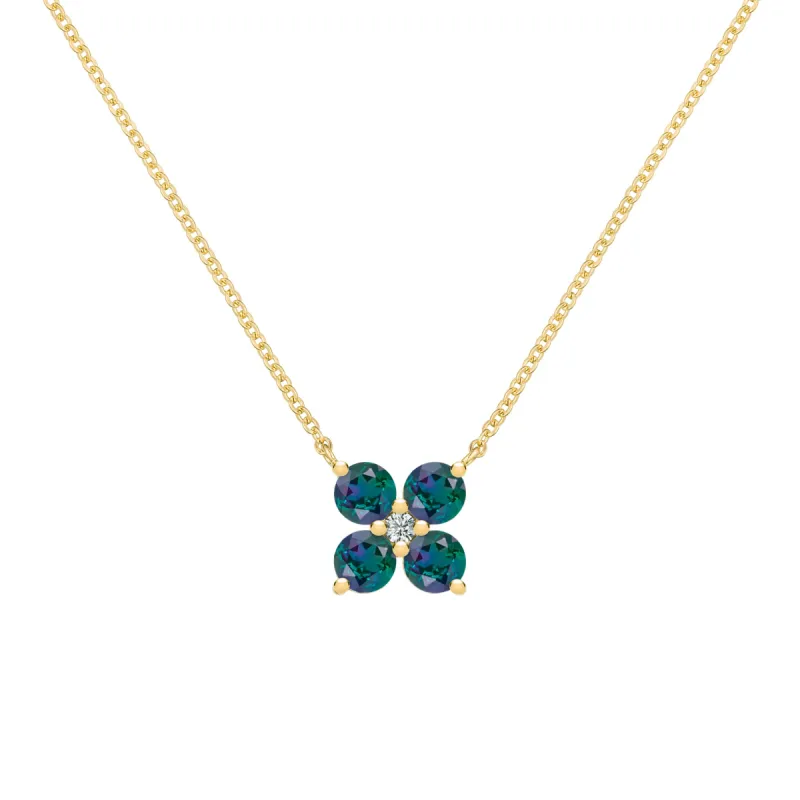 Greenwich 4 Alexandrite & Diamond Necklace in 14k Gold (June) sold by Haverhill