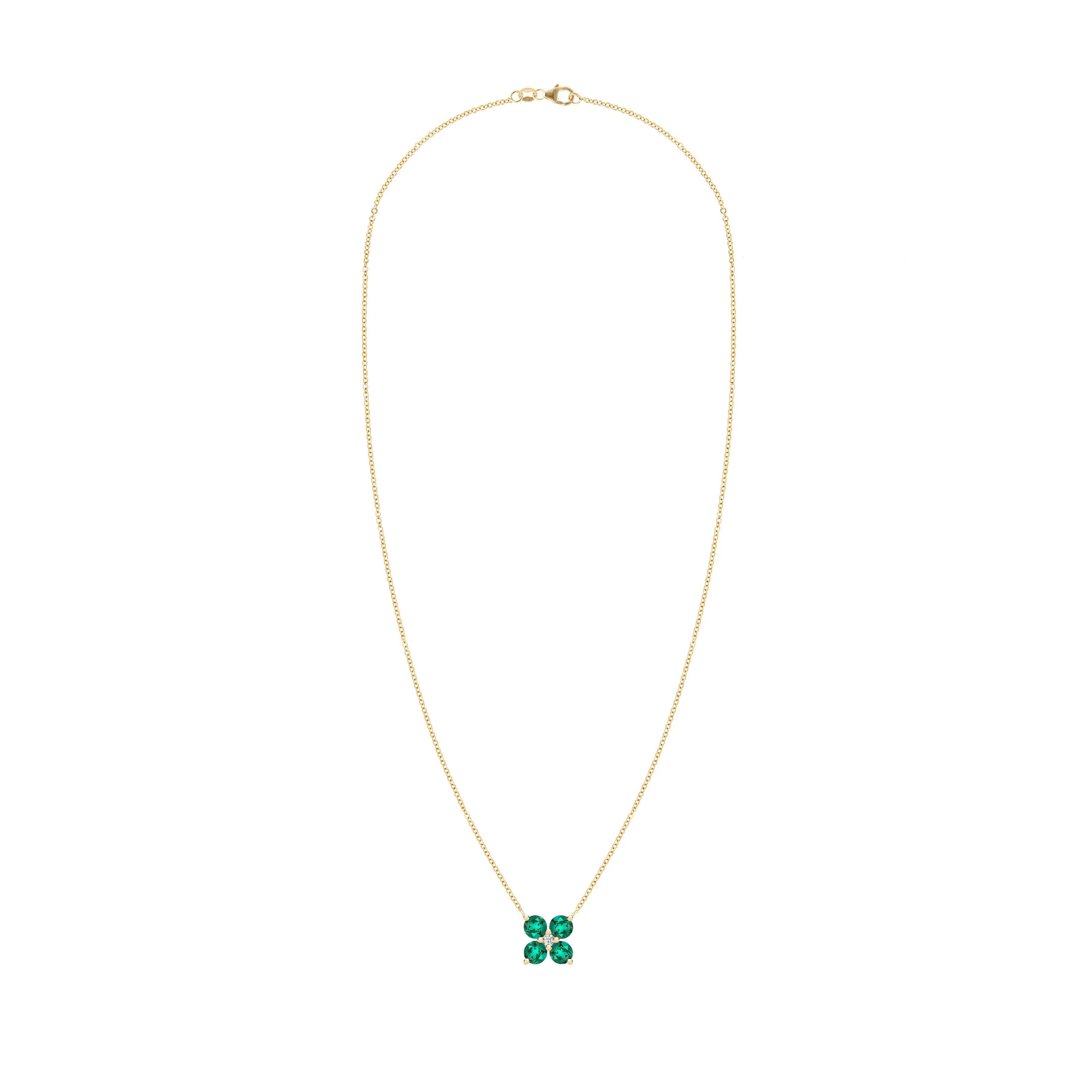 Greenwich 4 Emerald & Diamond Necklace in 14k Gold (May) sold by Haverhill product image thumbnail 5