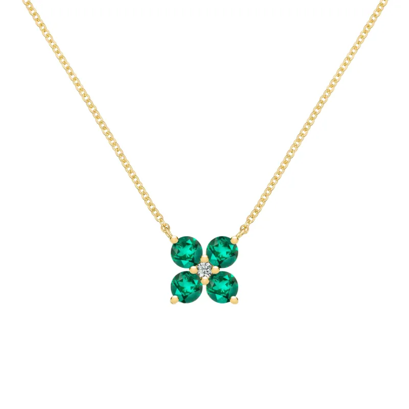 Greenwich 4 Emerald & Diamond Necklace in 14k Gold (May) sold by Haverhill