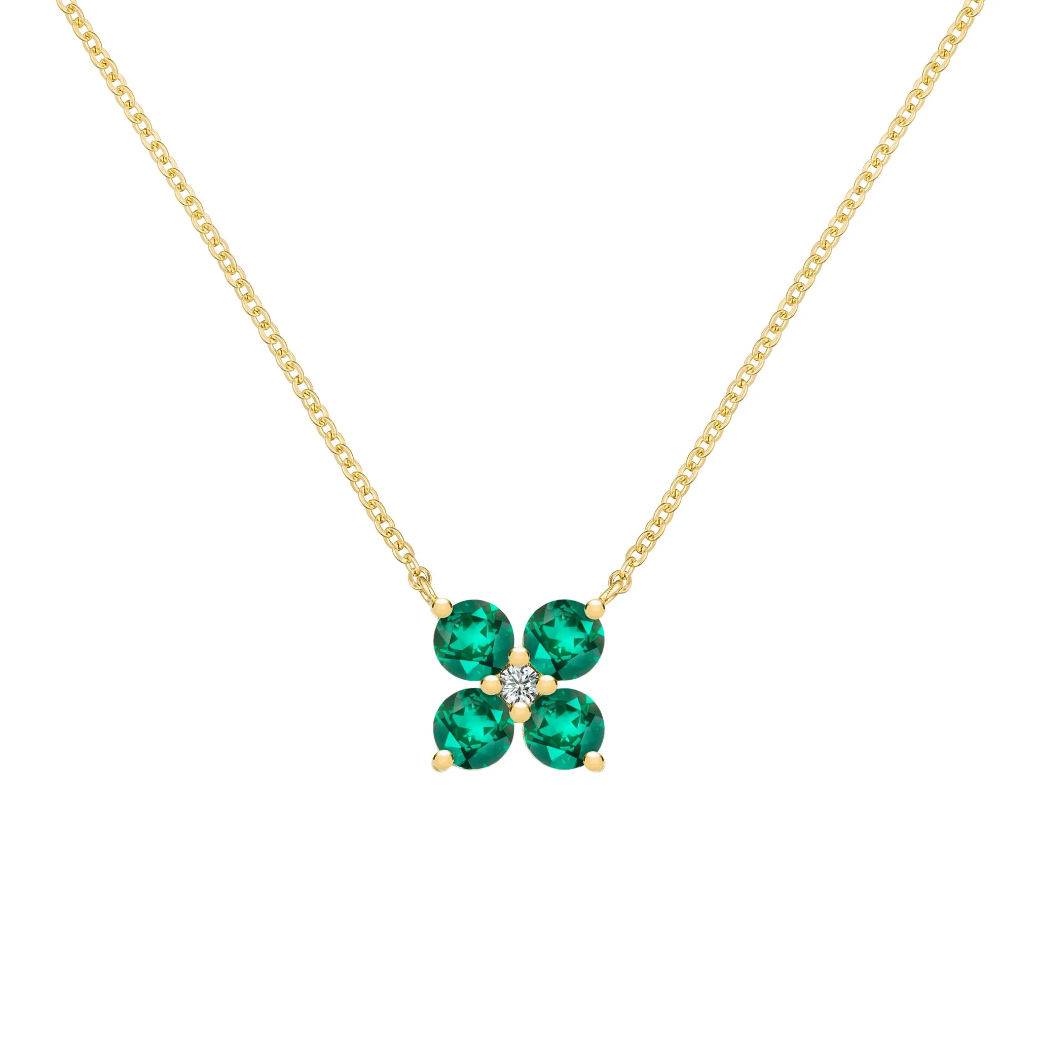 Greenwich 4 Emerald & Diamond Necklace in 14k Gold (May) sold by Haverhill