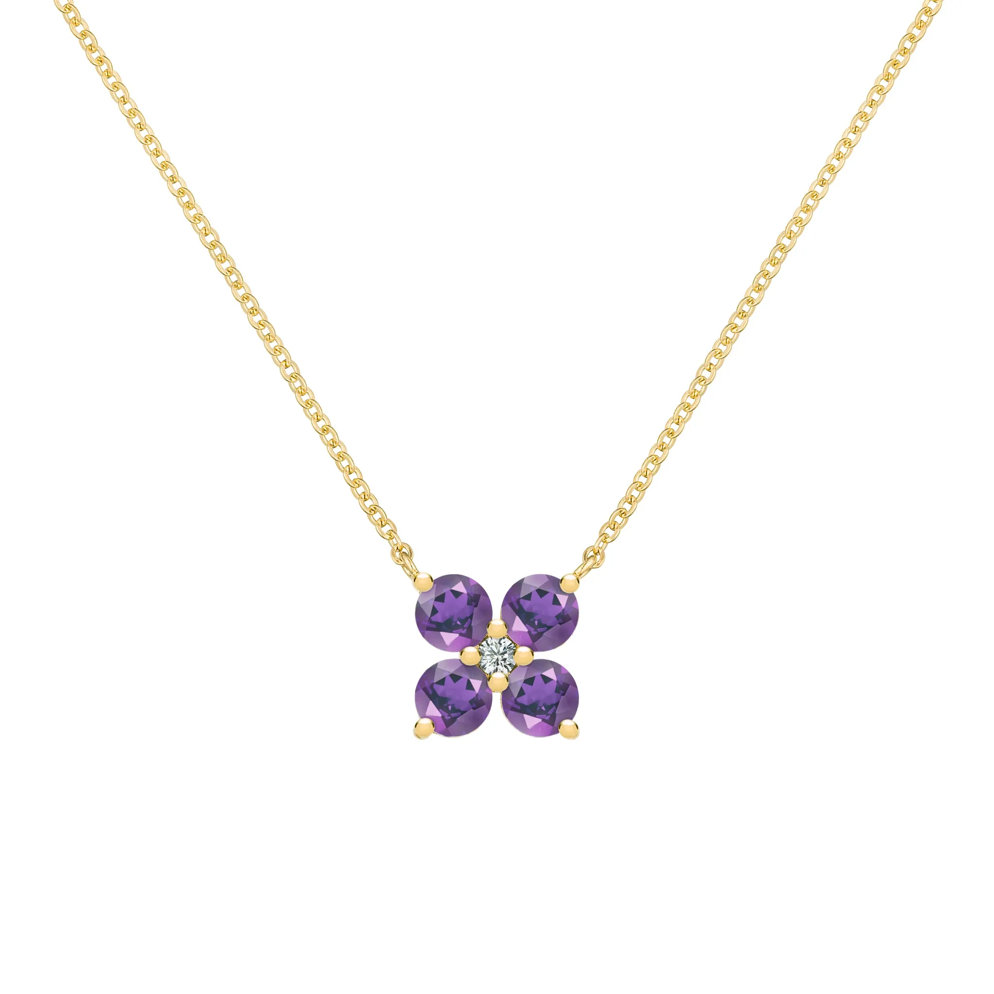 Greenwich 4 Amethyst & Diamond Necklace in 14k Gold (February) sold by Haverhill