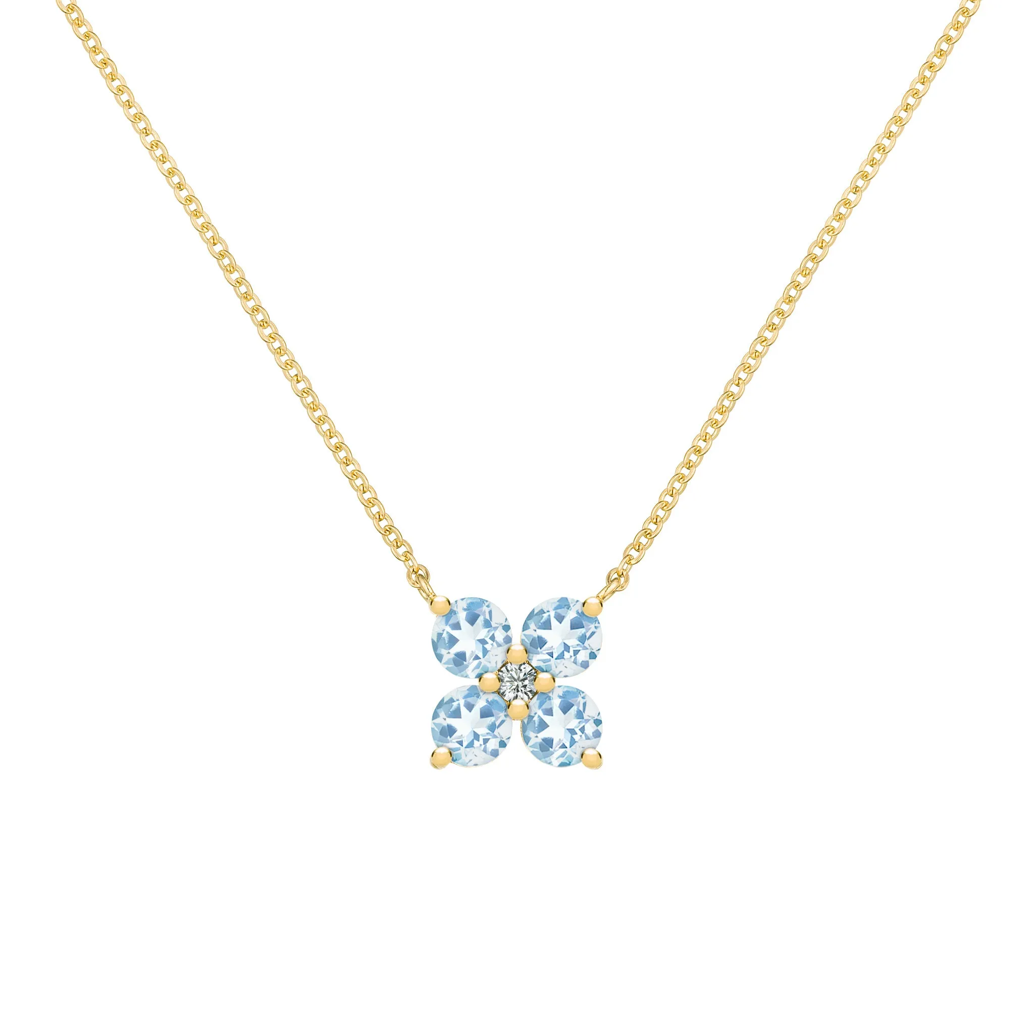 Greenwich 4 Aquamarine & Diamond Necklace in 14k Gold (March) sold by Haverhill