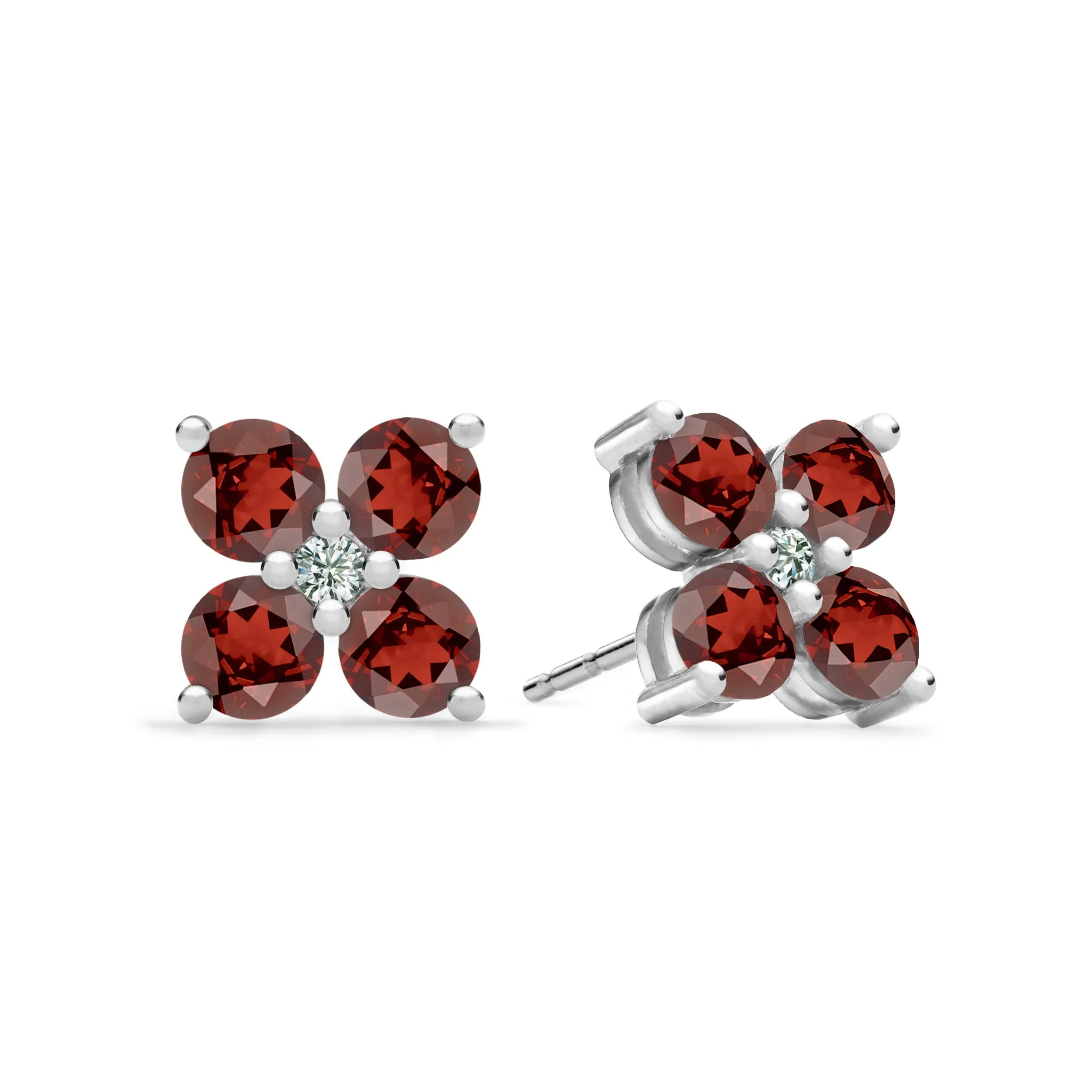 Greenwich 4 Garnet & Diamond Earrings in 14k Gold (January) sold by Haverhill product image thumbnail 5