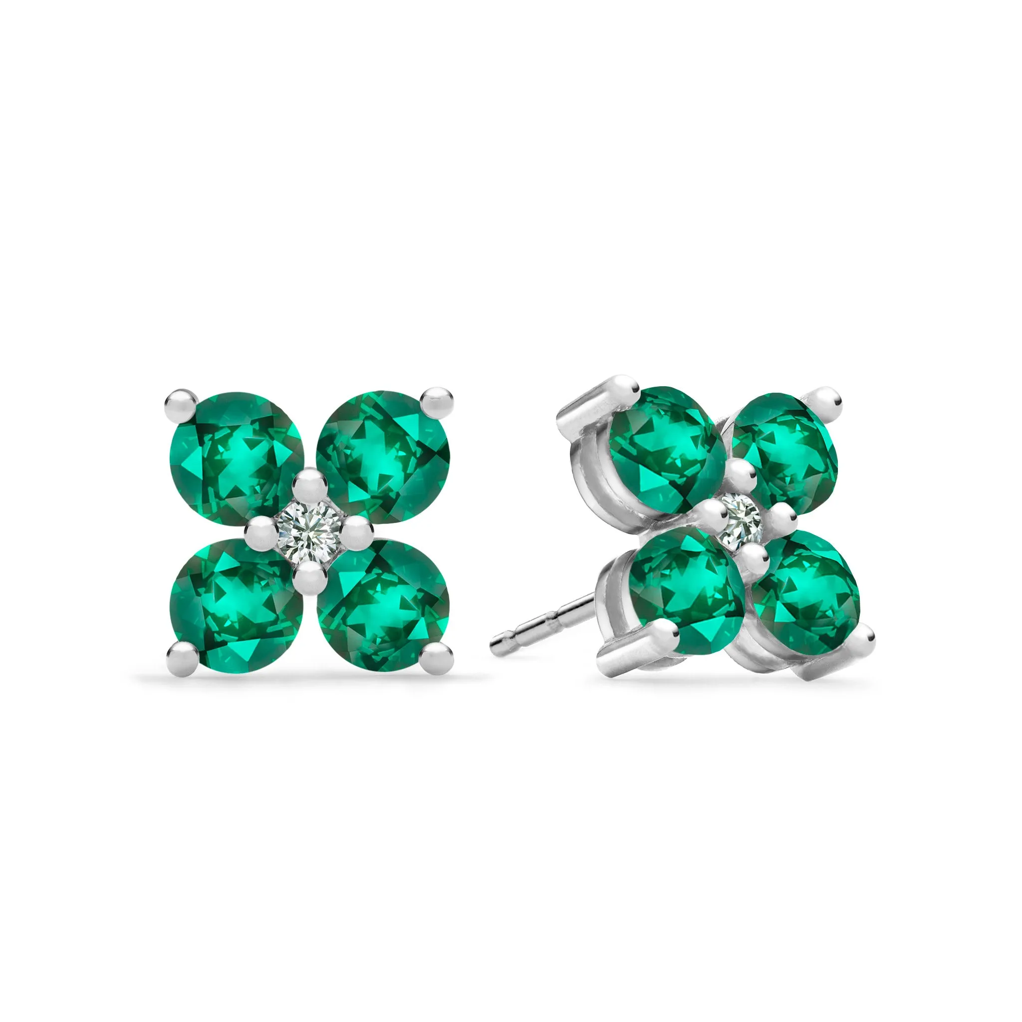 Greenwich 4 Emerald & Diamond Earrings in 14k Gold (May) sold by Haverhill product image thumbnail 5