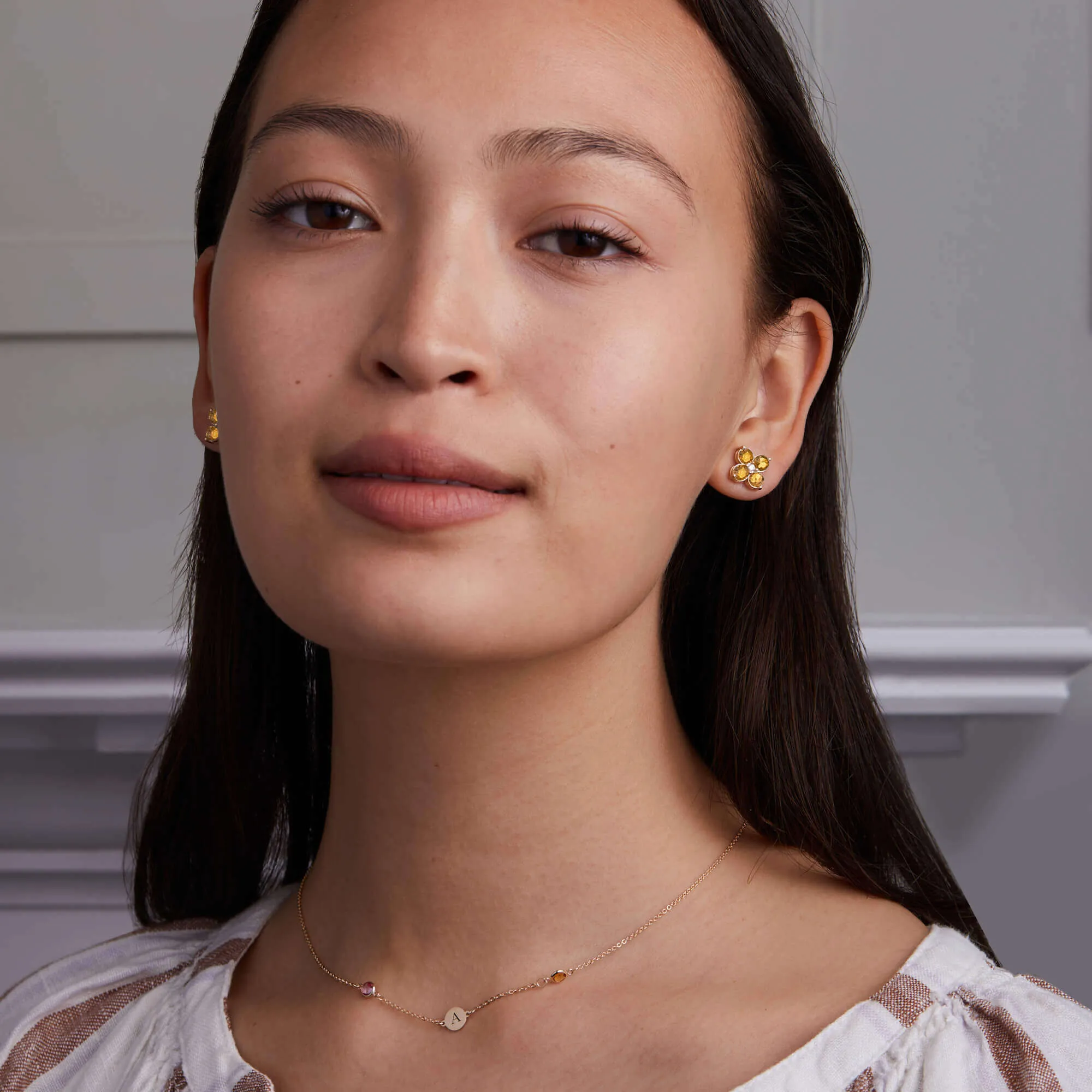 Greenwich 4 Citrine & Diamond Earrings in 14k Gold (November) sold by Haverhill product image thumbnail 2