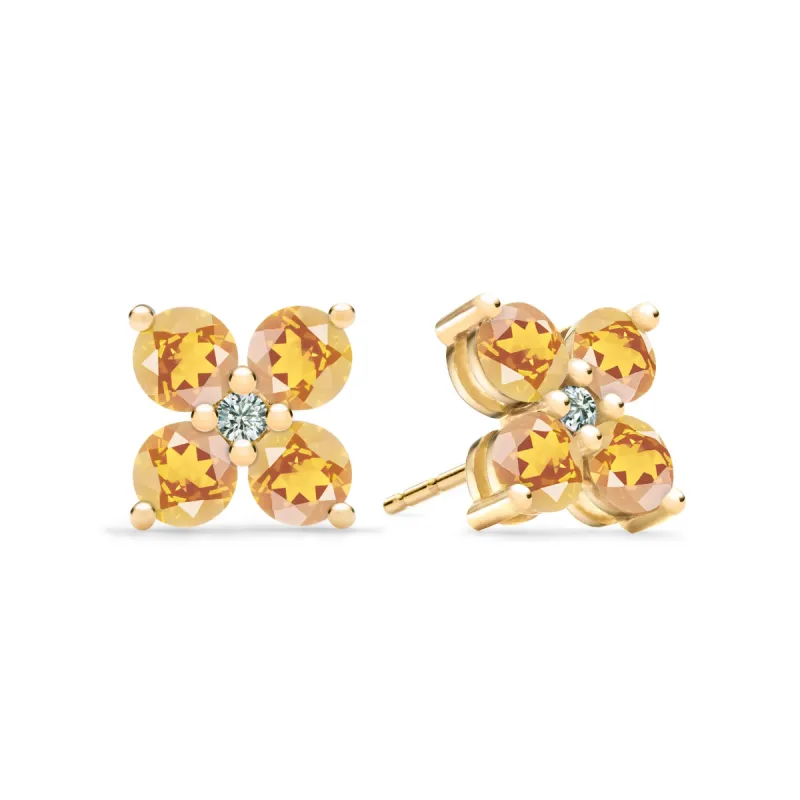 Greenwich 4 Citrine & Diamond Earrings in 14k Gold (November) sold by Haverhill