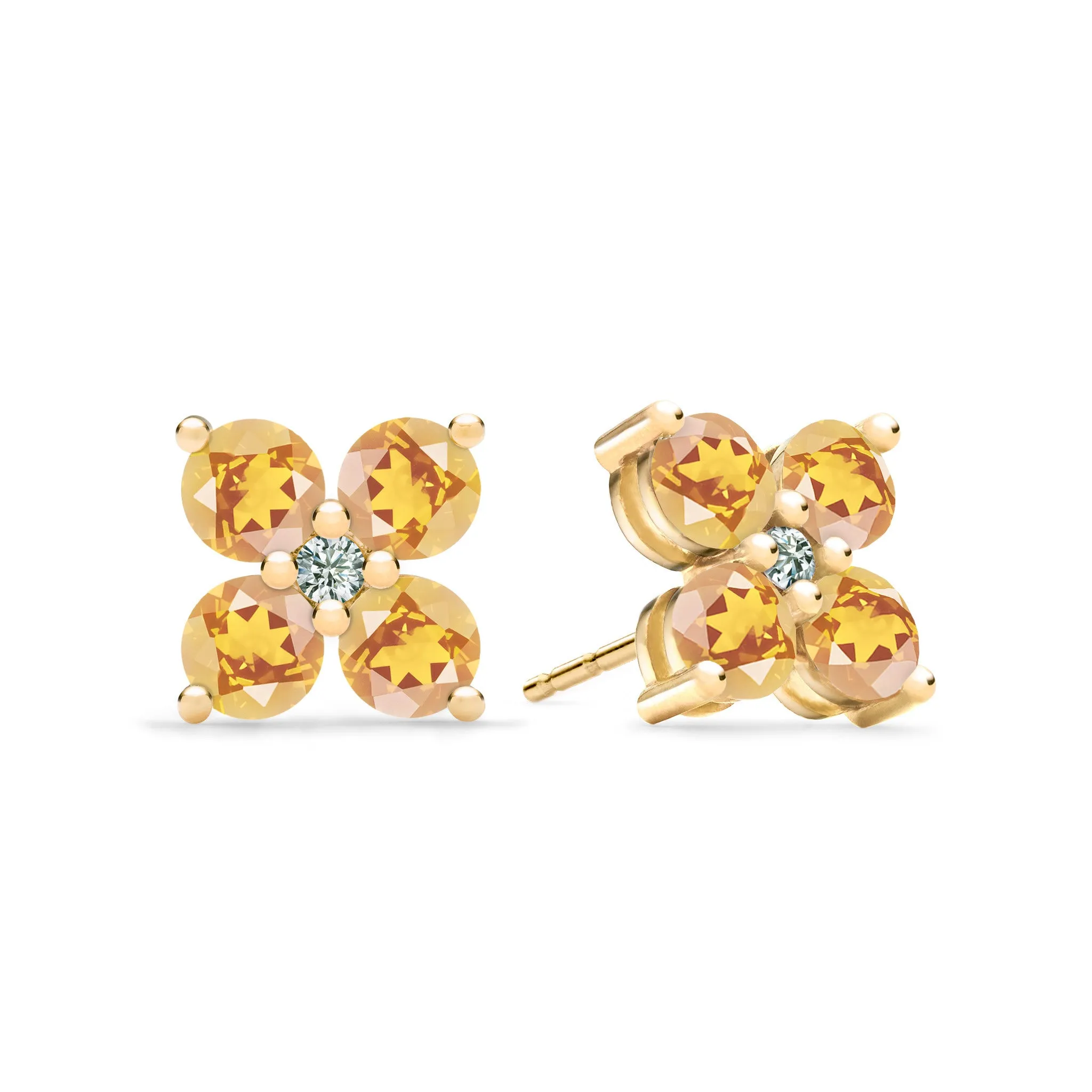 Greenwich 4 Citrine & Diamond Earrings in 14k Gold (November) sold by Haverhill