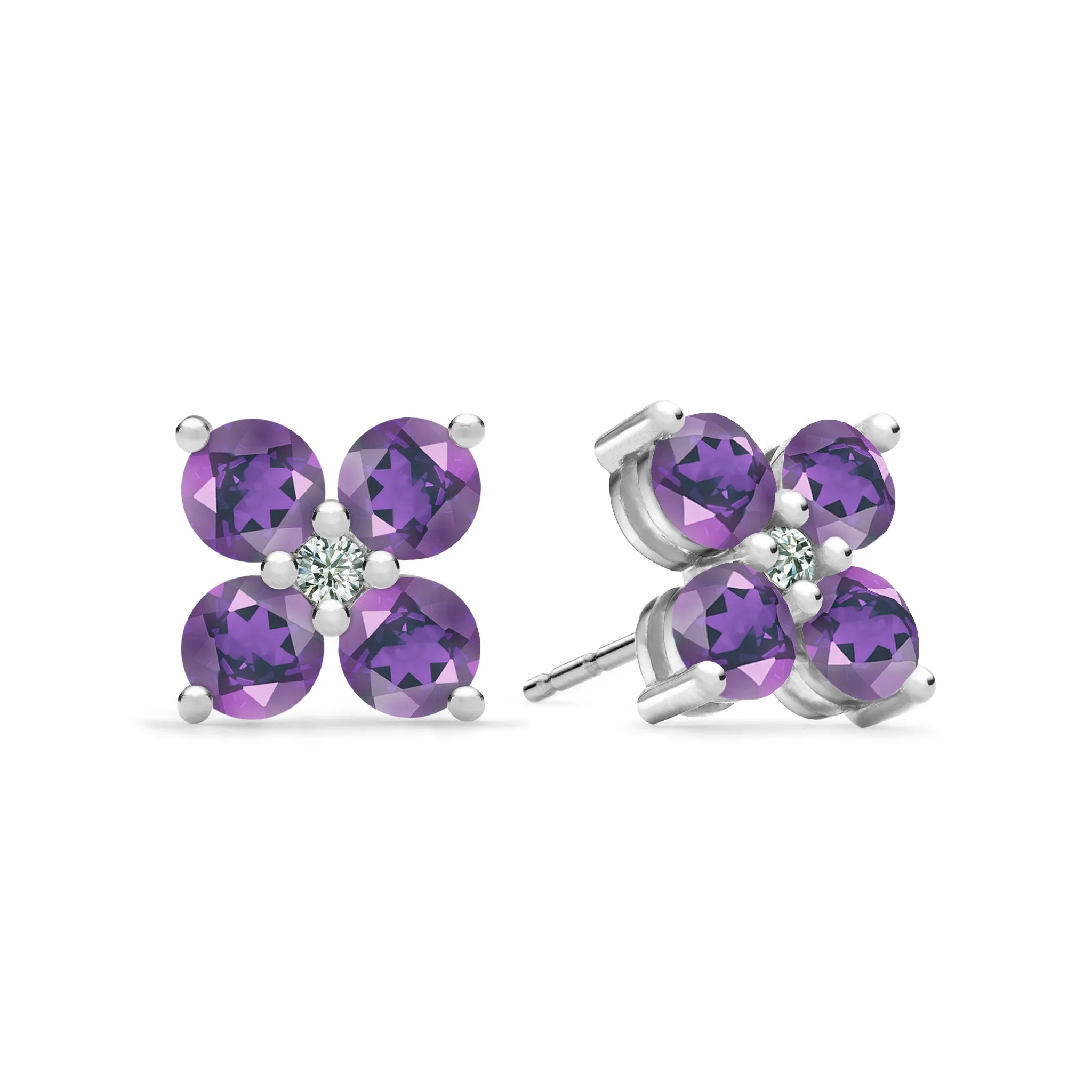 Greenwich 4 Amethyst & Diamond Earrings in 14k Gold (February) sold by Haverhill product image thumbnail 5