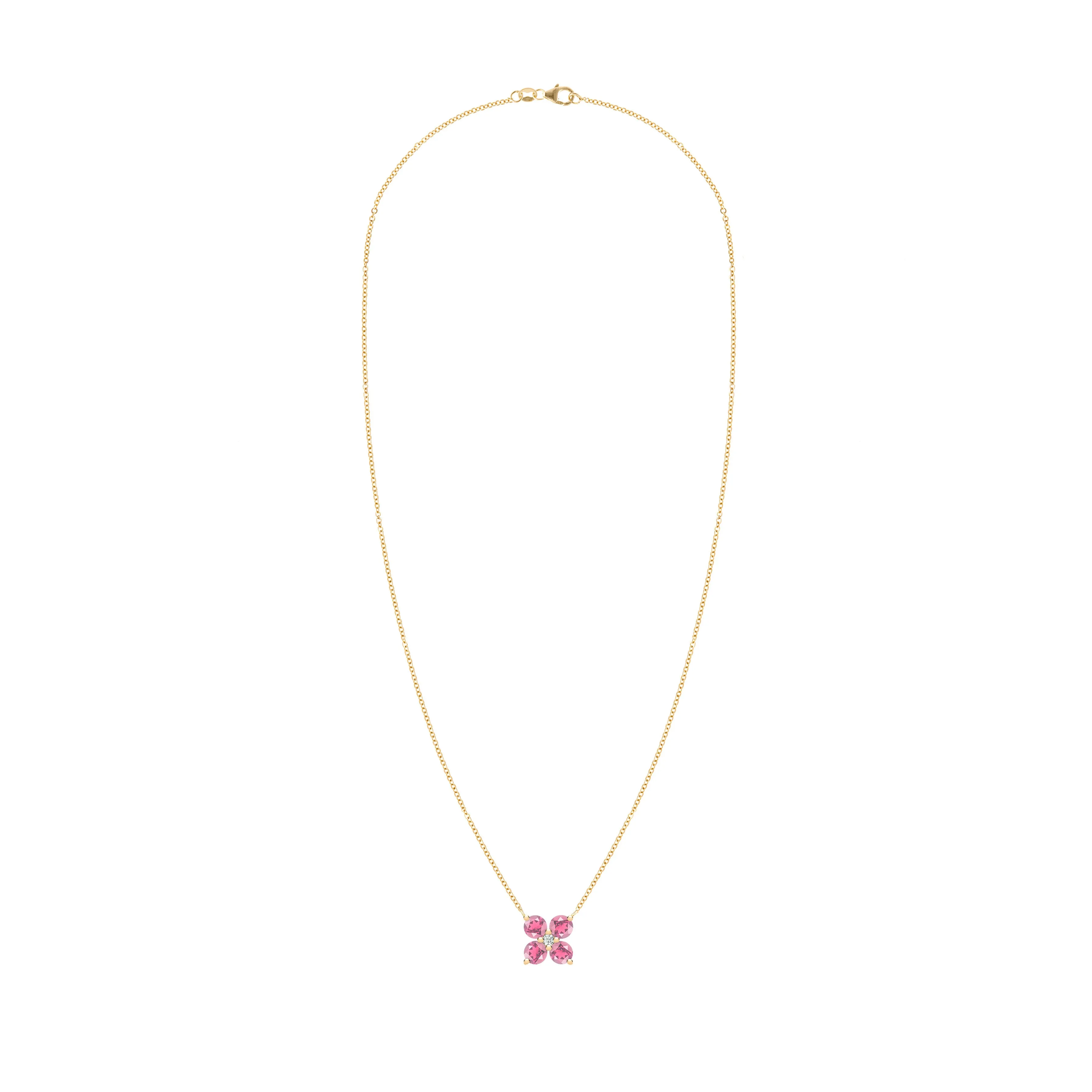 Greenwich 4 Pink Tourmaline & Diamond Necklace in 14k Gold (October) sold by Haverhill product image thumbnail 5