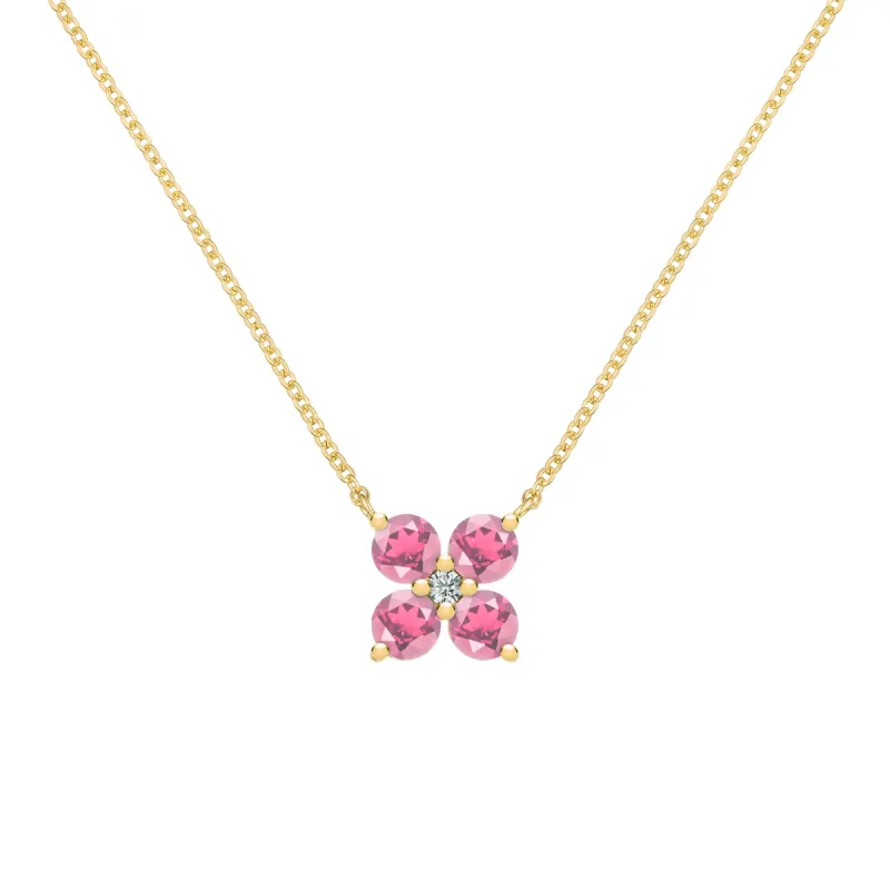 Greenwich 4 Pink Tourmaline & Diamond Necklace in 14k Gold (October) sold by Haverhill