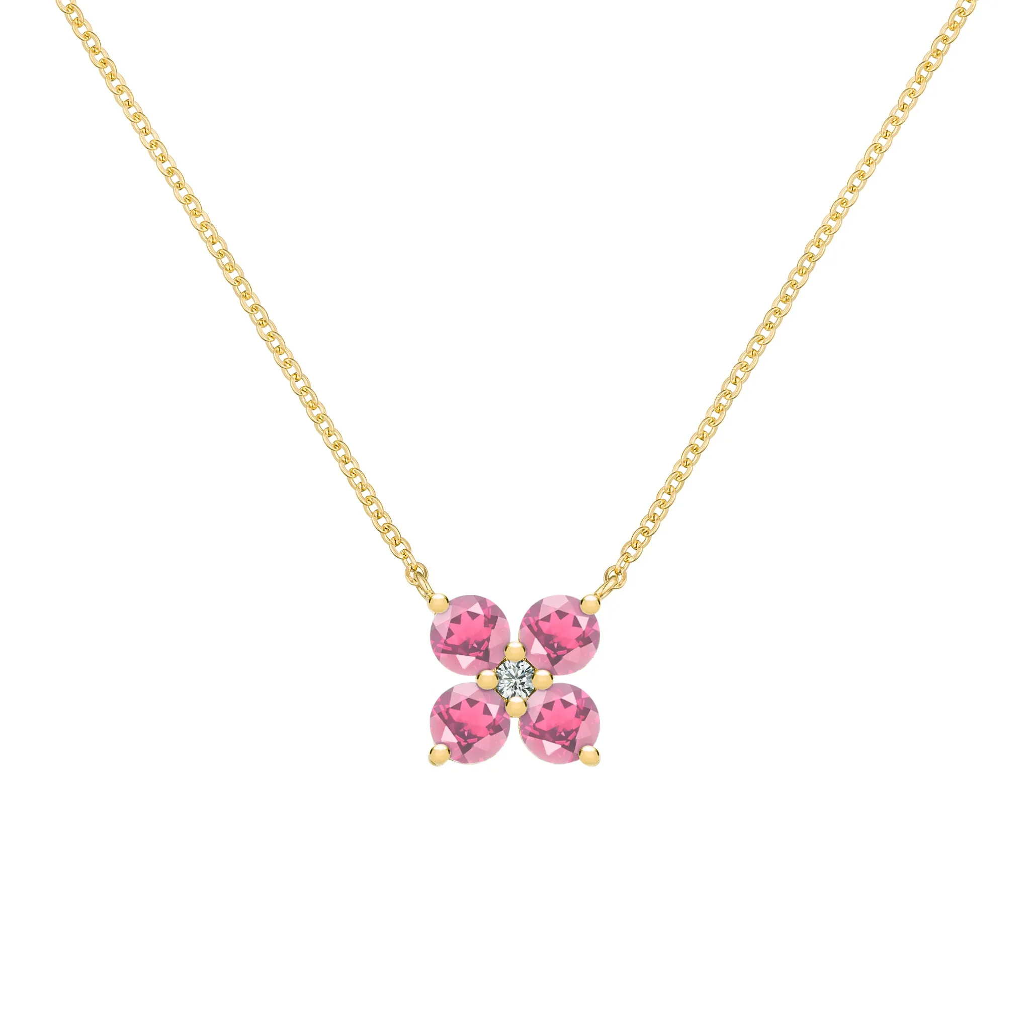 Greenwich 4 Pink Tourmaline & Diamond Necklace in 14k Gold (October) sold by Haverhill