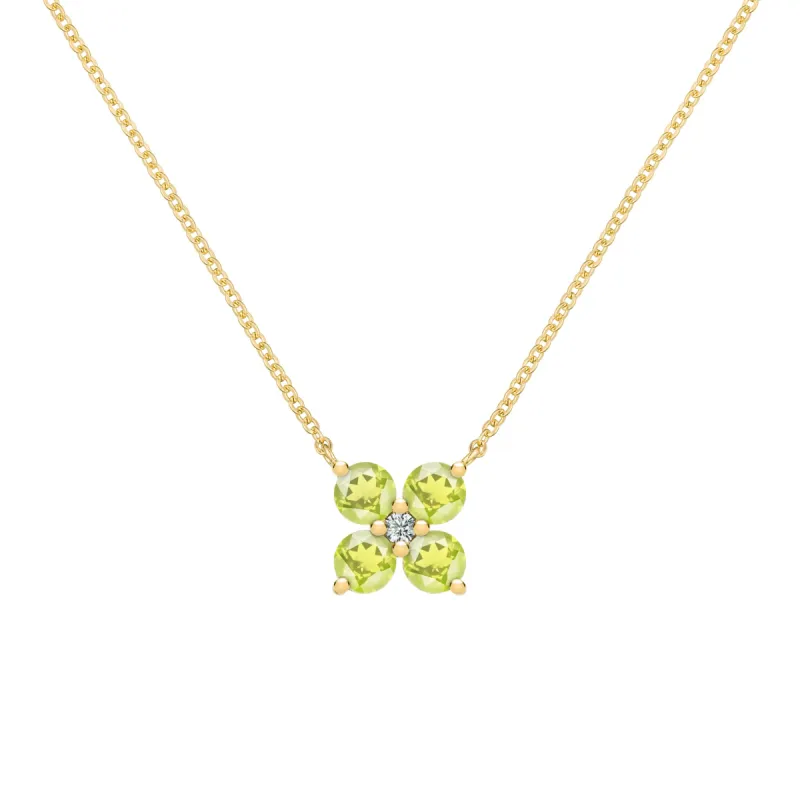 Greenwich 4 Peridot & Diamond Necklace in 14k Gold (August) sold by Haverhill