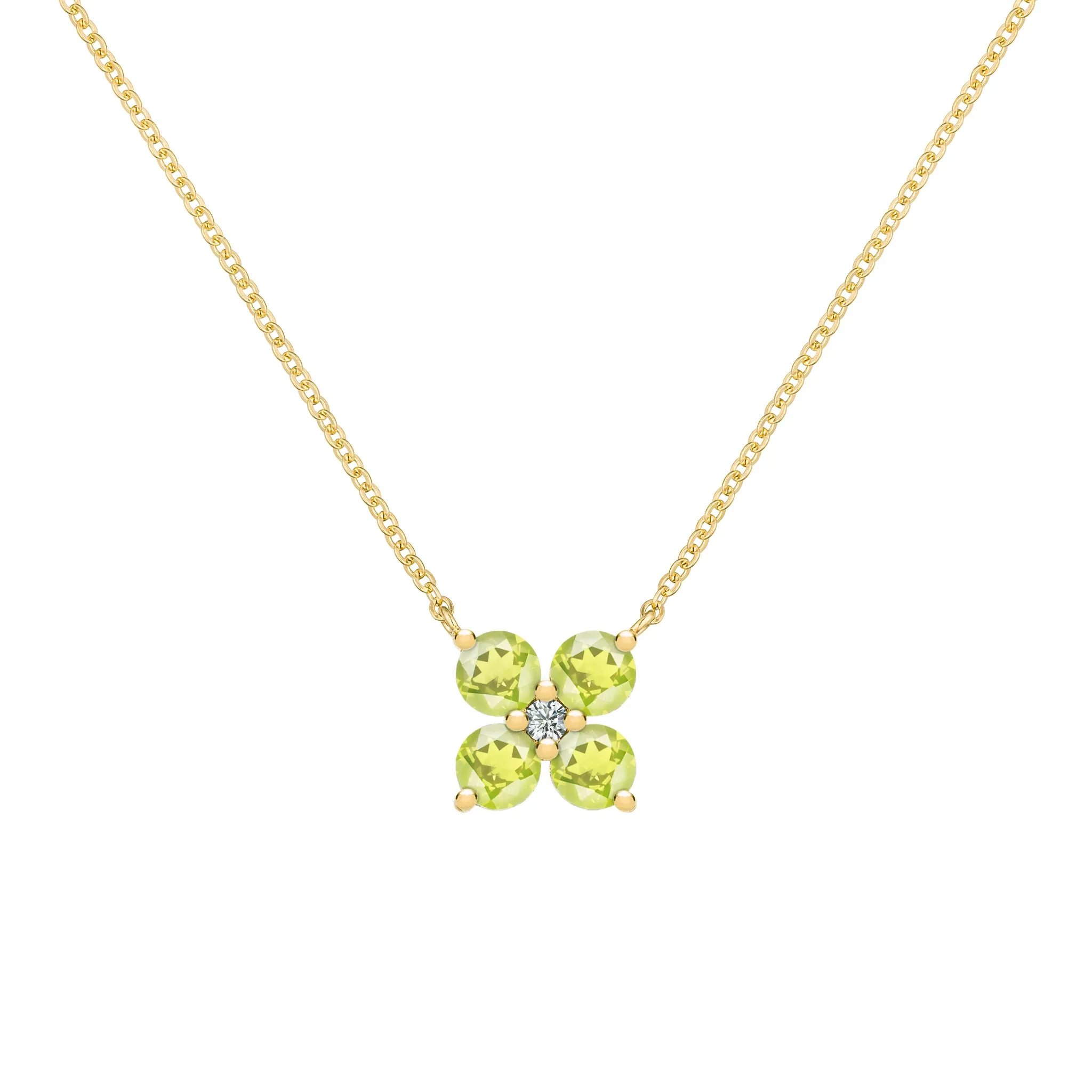 Greenwich 4 Peridot & Diamond Necklace in 14k Gold (August) sold by Haverhill
