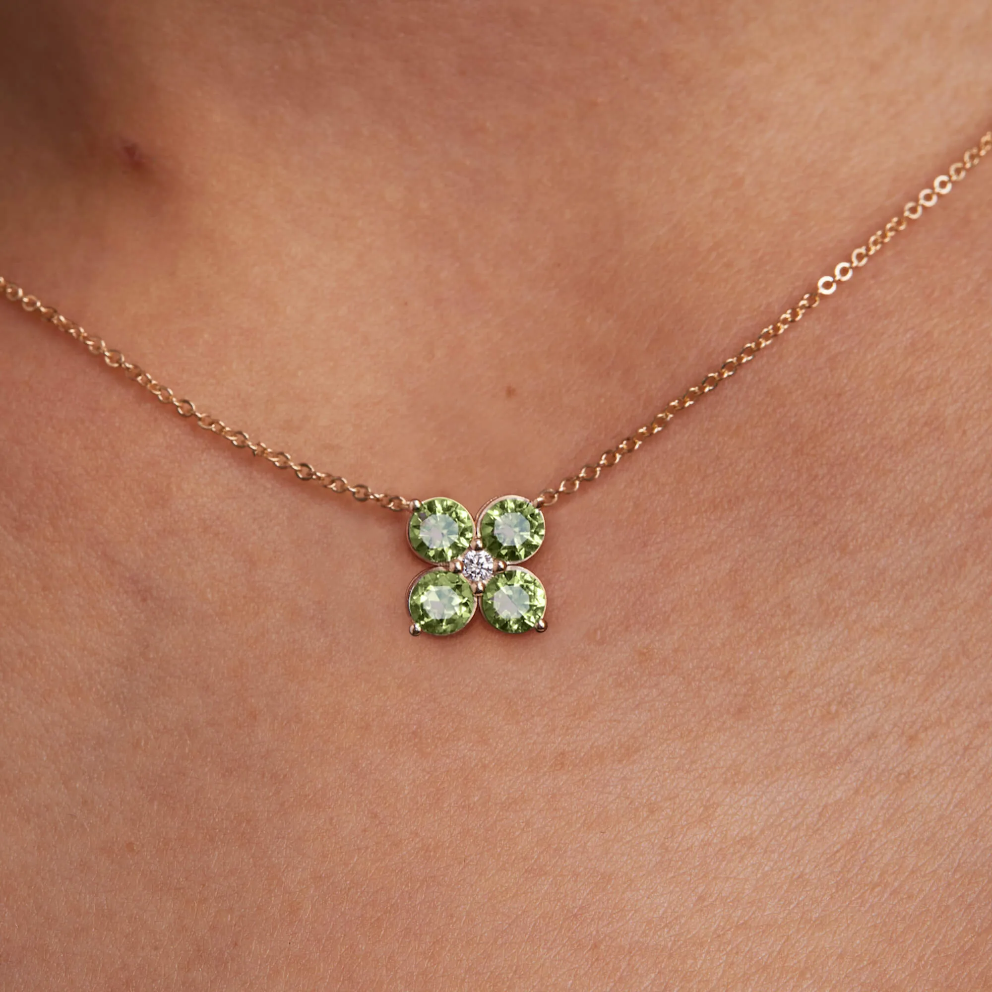 Greenwich 4 Peridot & Diamond Necklace in 14k Gold (August) sold by Haverhill product image thumbnail 3