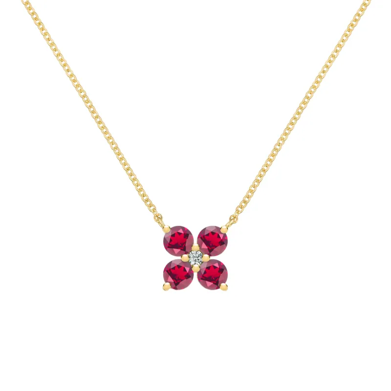 Greenwich 4 Ruby & Diamond Necklace in 14k Gold (July) sold by Haverhill