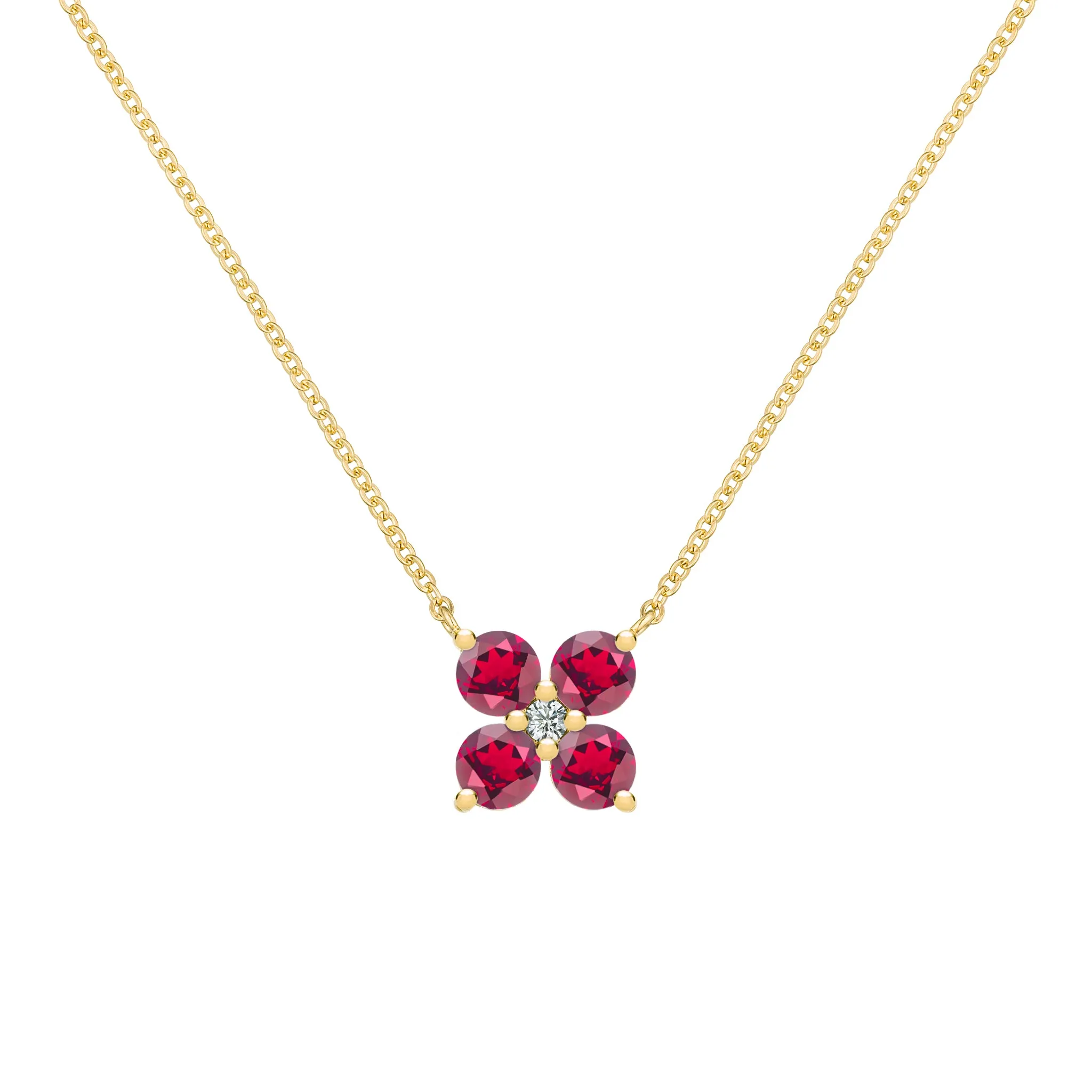 Greenwich 4 Ruby & Diamond Necklace in 14k Gold (July) sold by Haverhill