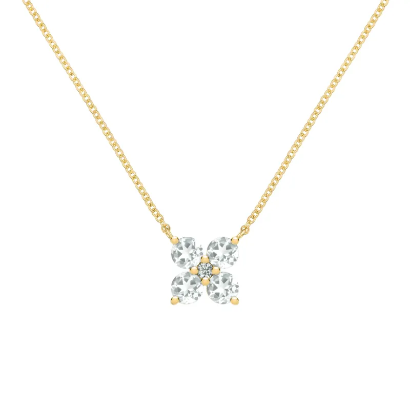 Greenwich 4 White Topaz & Diamond Necklace in 14k Gold (April) sold by Haverhill