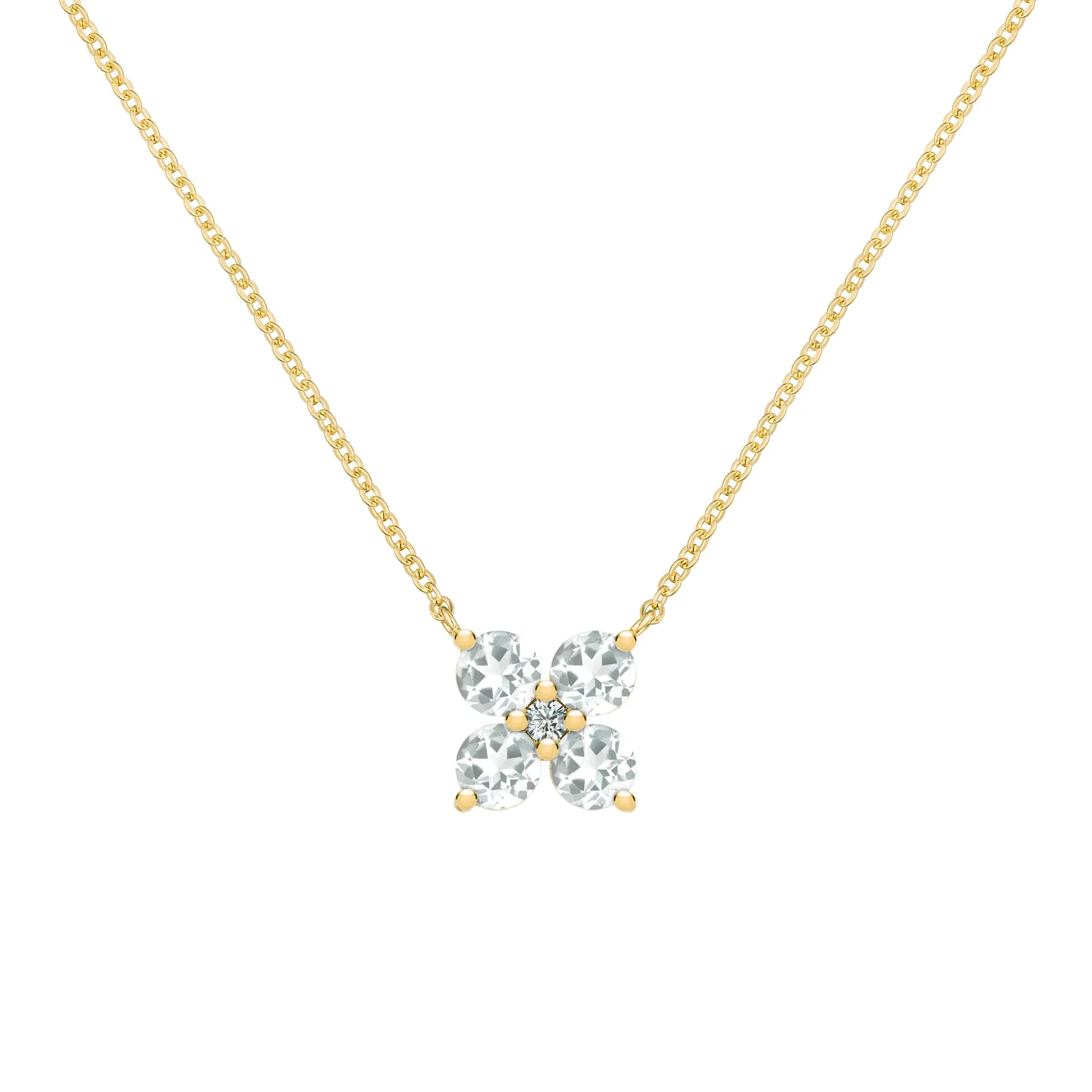 Greenwich 4 White Topaz & Diamond Necklace in 14k Gold (April) sold by Haverhill