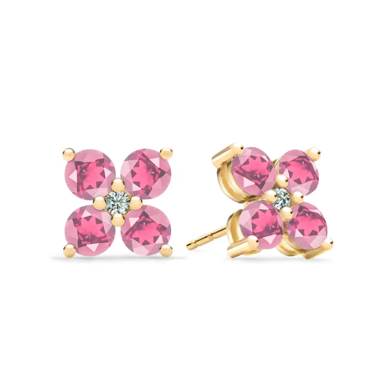 Greenwich 4 Pink Tourmaline & Diamond Earrings in 14k Gold (October) sold by Haverhill
