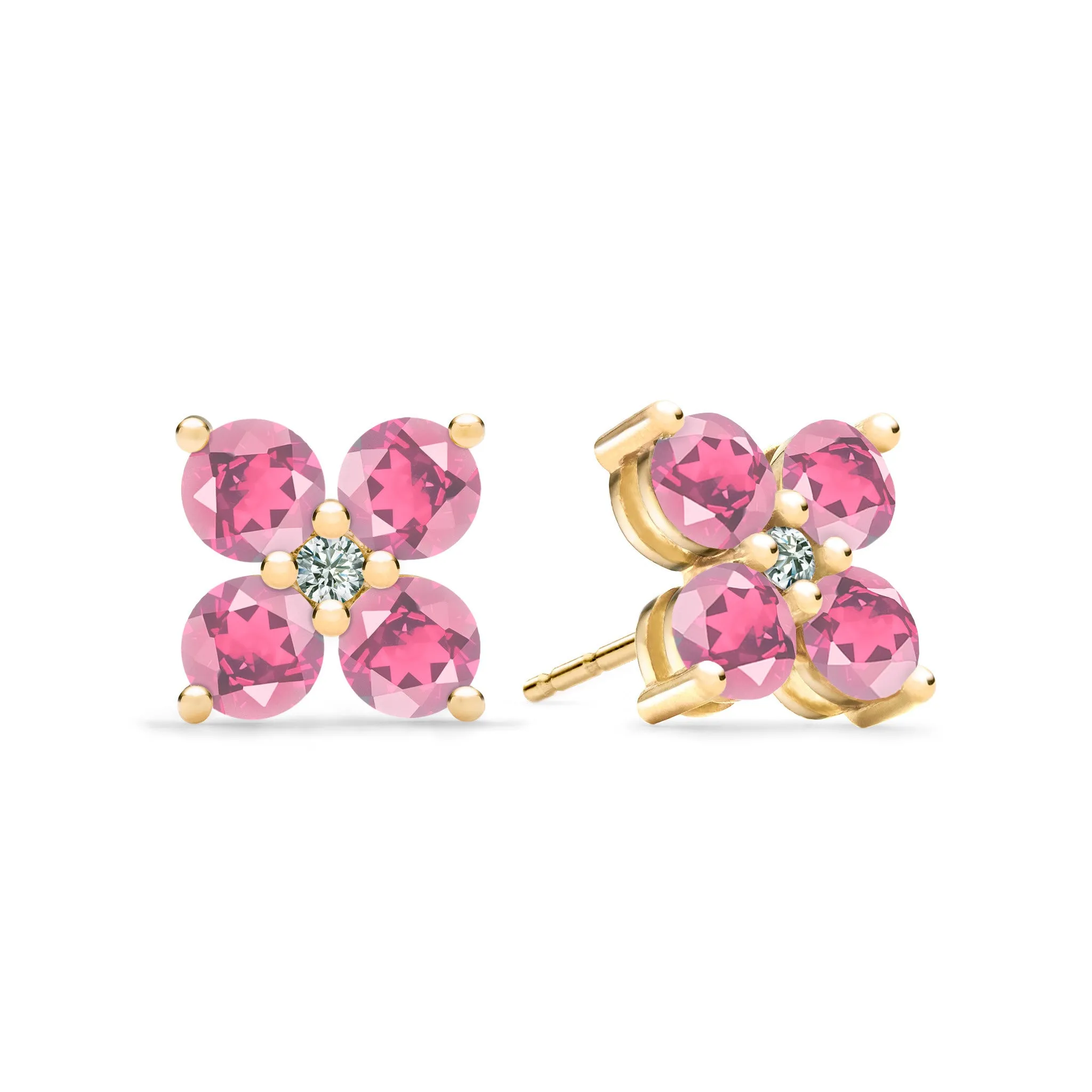 Greenwich 4 Pink Tourmaline & Diamond Earrings in 14k Gold (October) sold by Haverhill