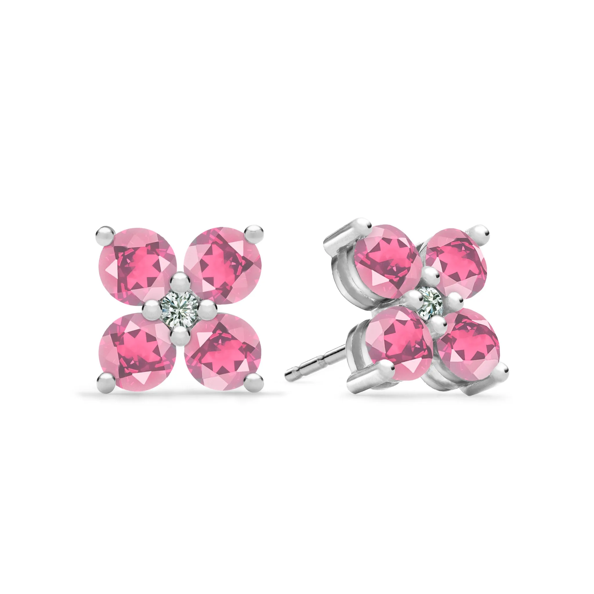 Greenwich 4 Pink Tourmaline & Diamond Earrings in 14k Gold (October) sold by Haverhill product image thumbnail 5