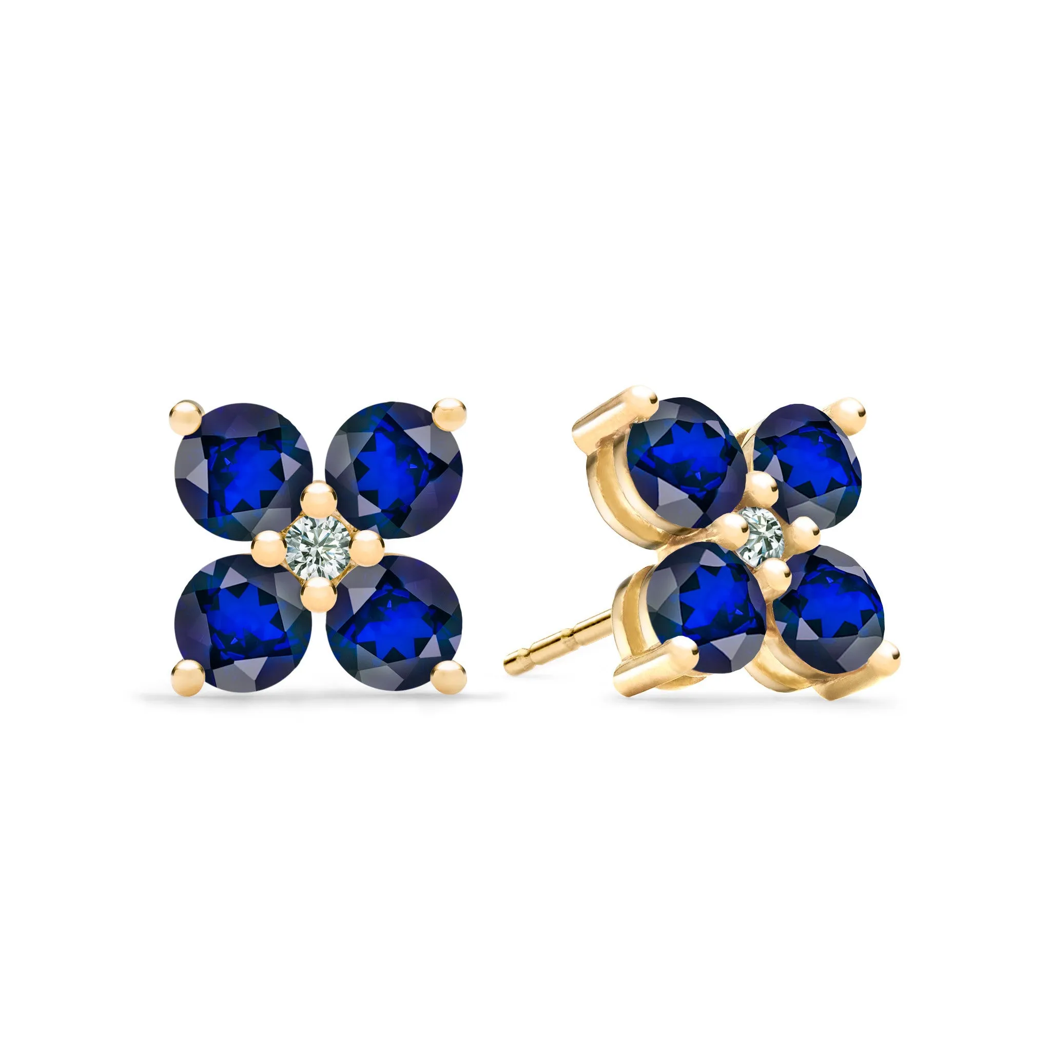 Greenwich 4 Sapphire & Diamond Earrings in 14k Gold (September) sold by Haverhill
